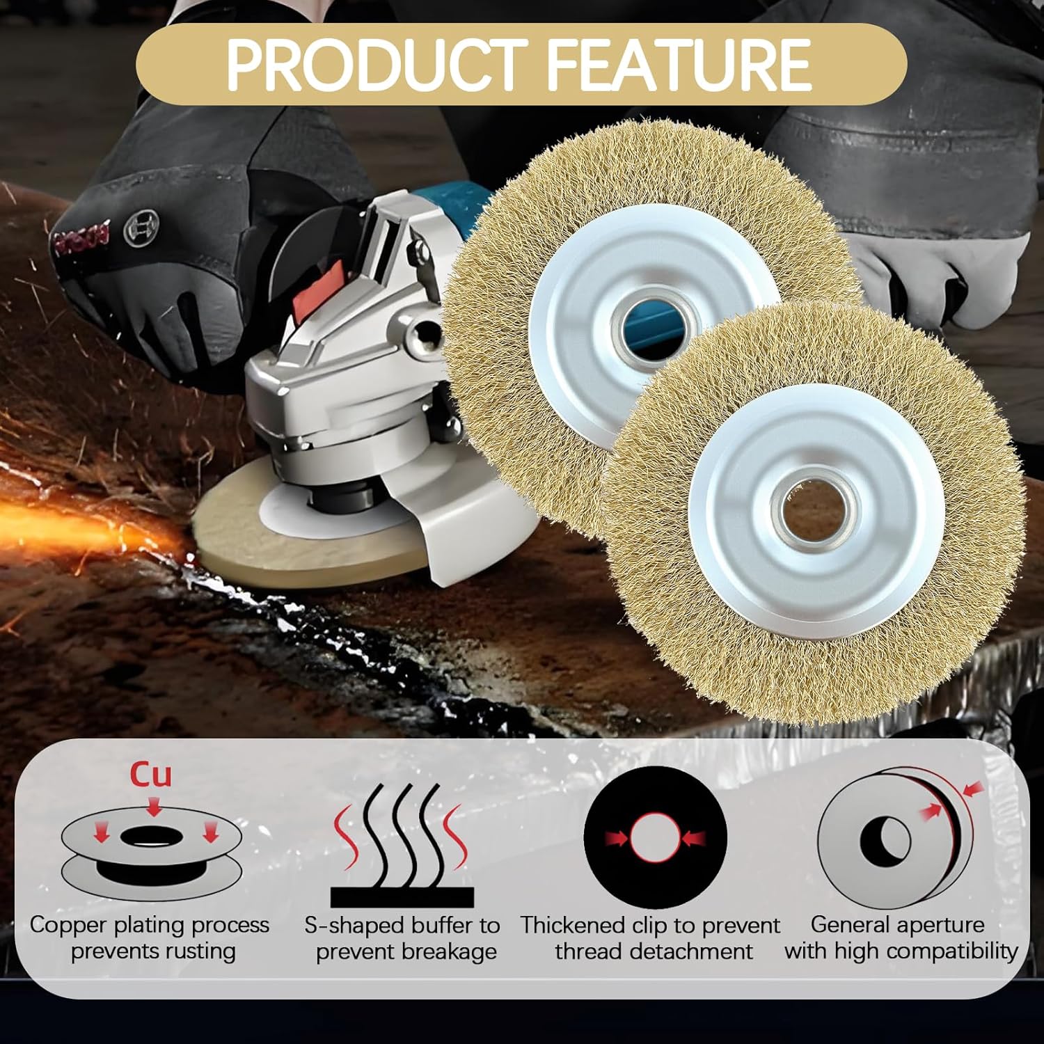 Thumbnail 4 de teashow RAC814 115mm wire brush for patio