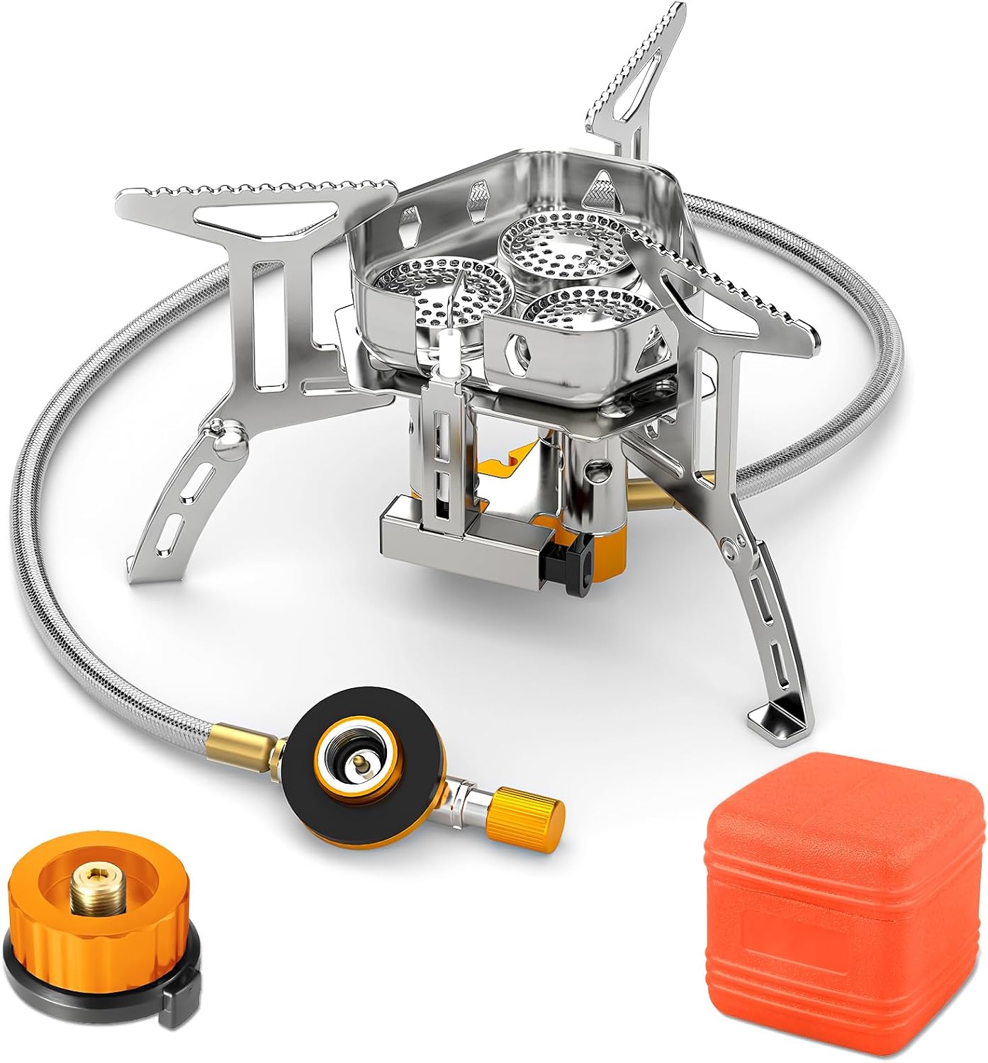 Detalle de Awroutdoor Gas Campingkocher 3500W – kompakter Gaskocher mit Piezozündung und winddichtem Design