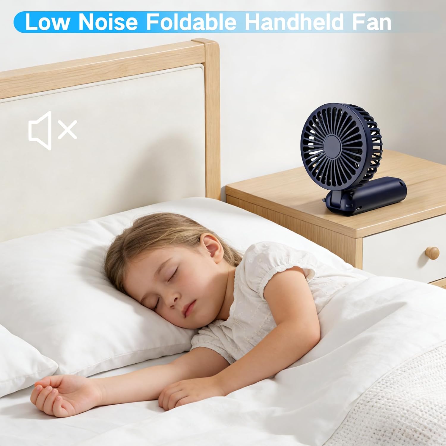 Thumbnail 5 de GCCATE Blue USB Rechargeable Handheld Fan with 6 Speeds, 4000mAh Battery and LED Display