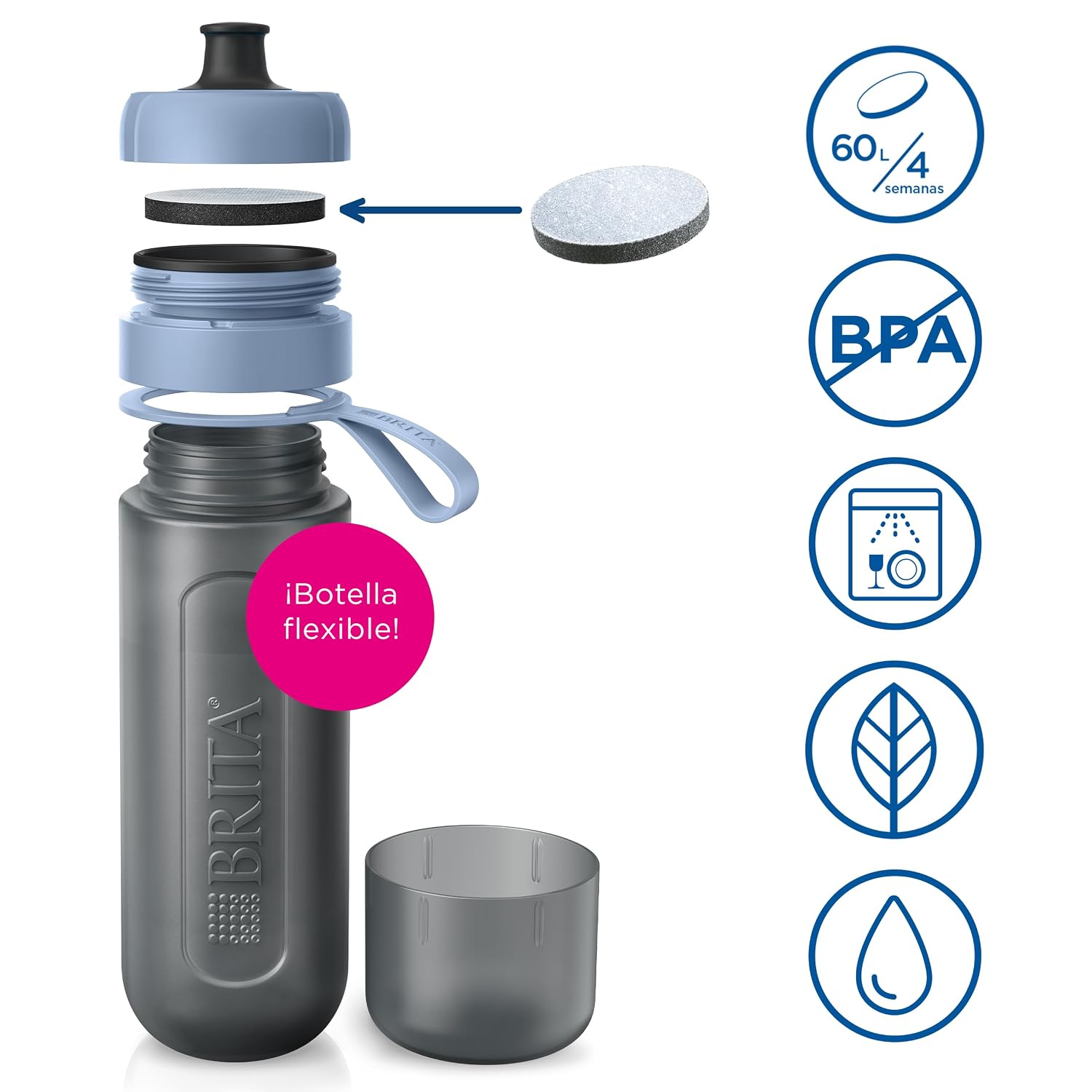 Thumbnail 7 de BRITA Botella Deportiva ACTIVE Azul Oscuro 600ml con 2 filtros 💧