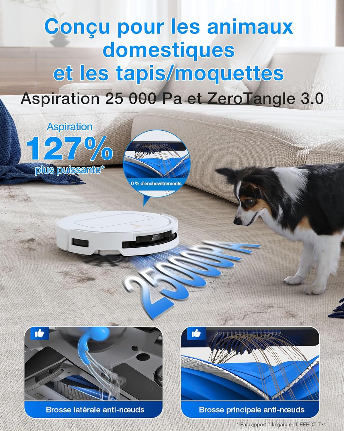 Detalle de ECOVACS DEEBOT T50 Pro Omni Gen3: aspirateur robot, lavage et station tout-en-un