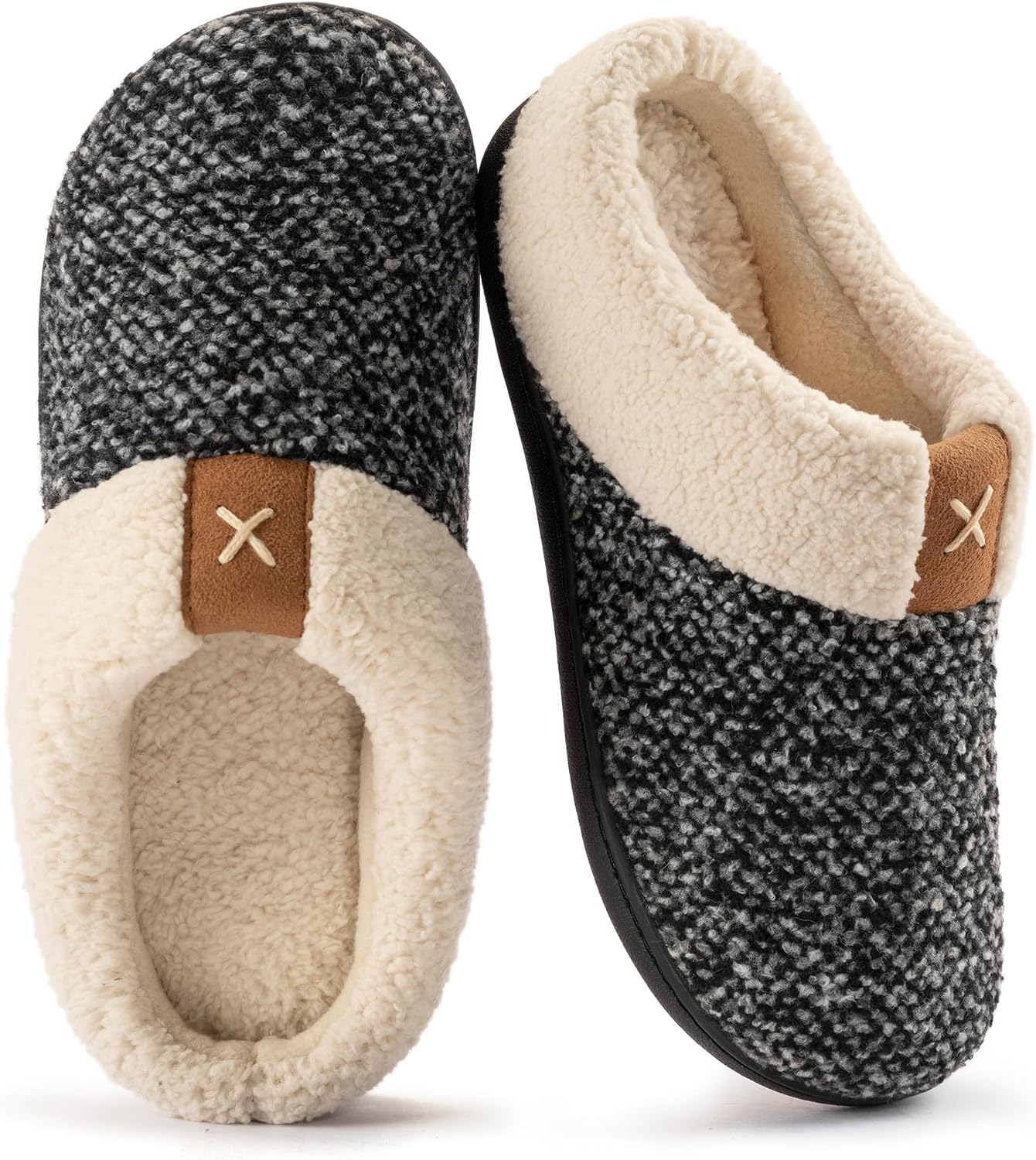 Detalle de ULTRAIDEAS Ladies' Cozy Memory Foam Slippers: Fuzzy Wool-Like Plush Lined House Shoes