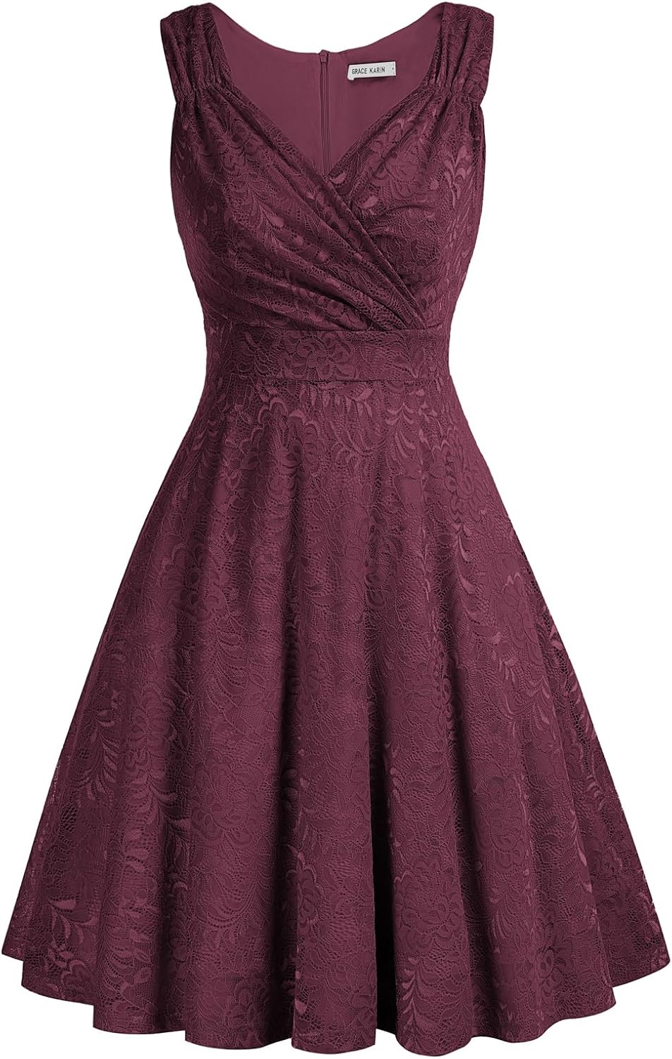 Thumbnail 6 de Robe rétro Audrey Hepburn Soirée Cocktail vintage col en V, longueur genou, dentelle fleurie