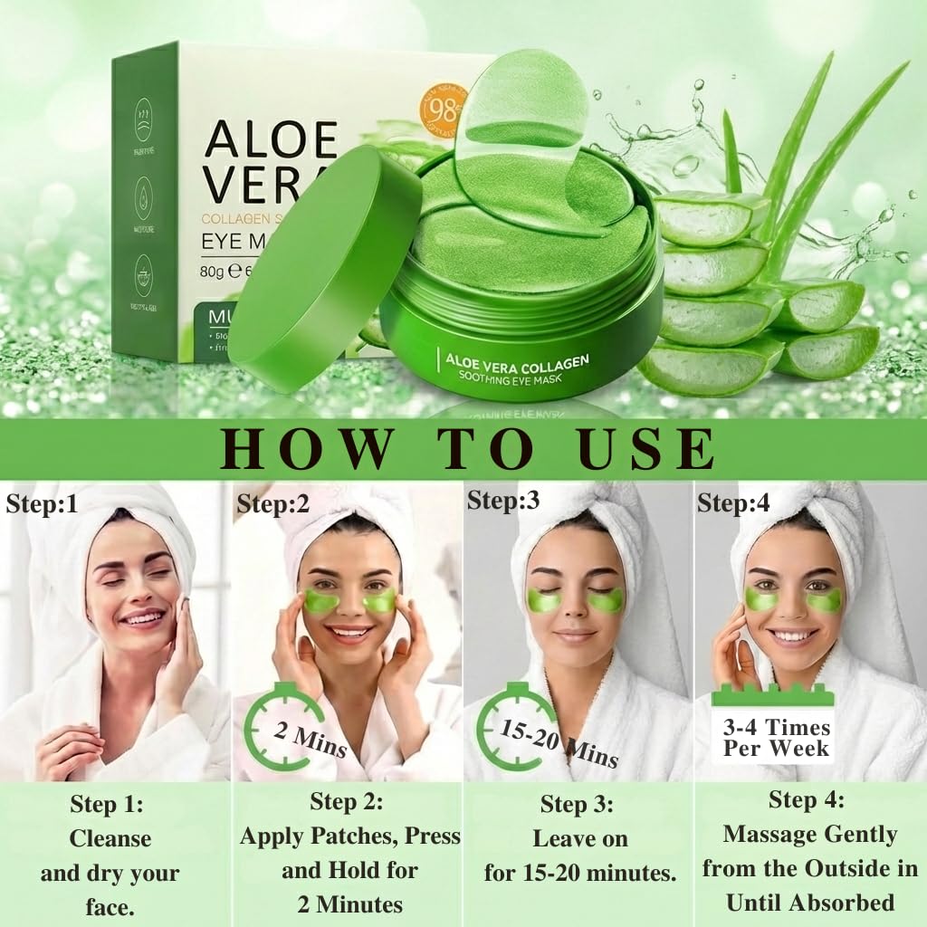 Thumbnail 4 de 60 Stück Aloe Vera Hyaluronsäure Augenpads gegen Augenringe, Schwellungen und Tränensäcke