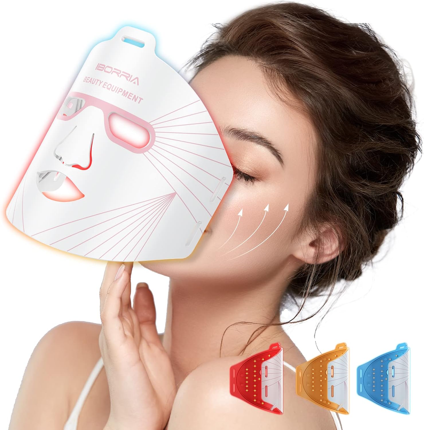 Detalle de IBORRIA Maschera LED per il Viso: terapia facciale a luce rossa con 3 colori e IR a casa