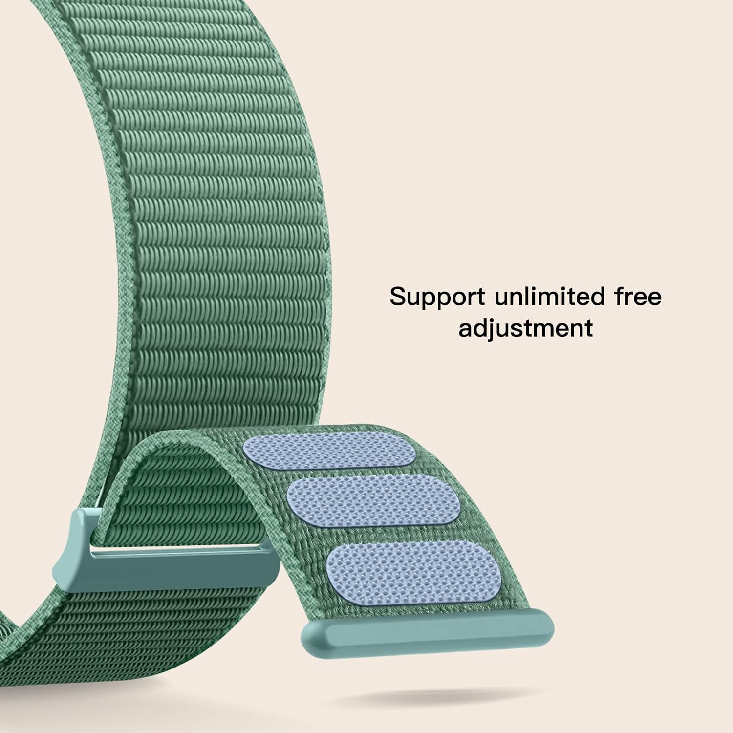 Detalle de Yoohoo Nylon Straps replacement bands for Apple Watch (38/40/41/42mm) – soft breathable hook & loop