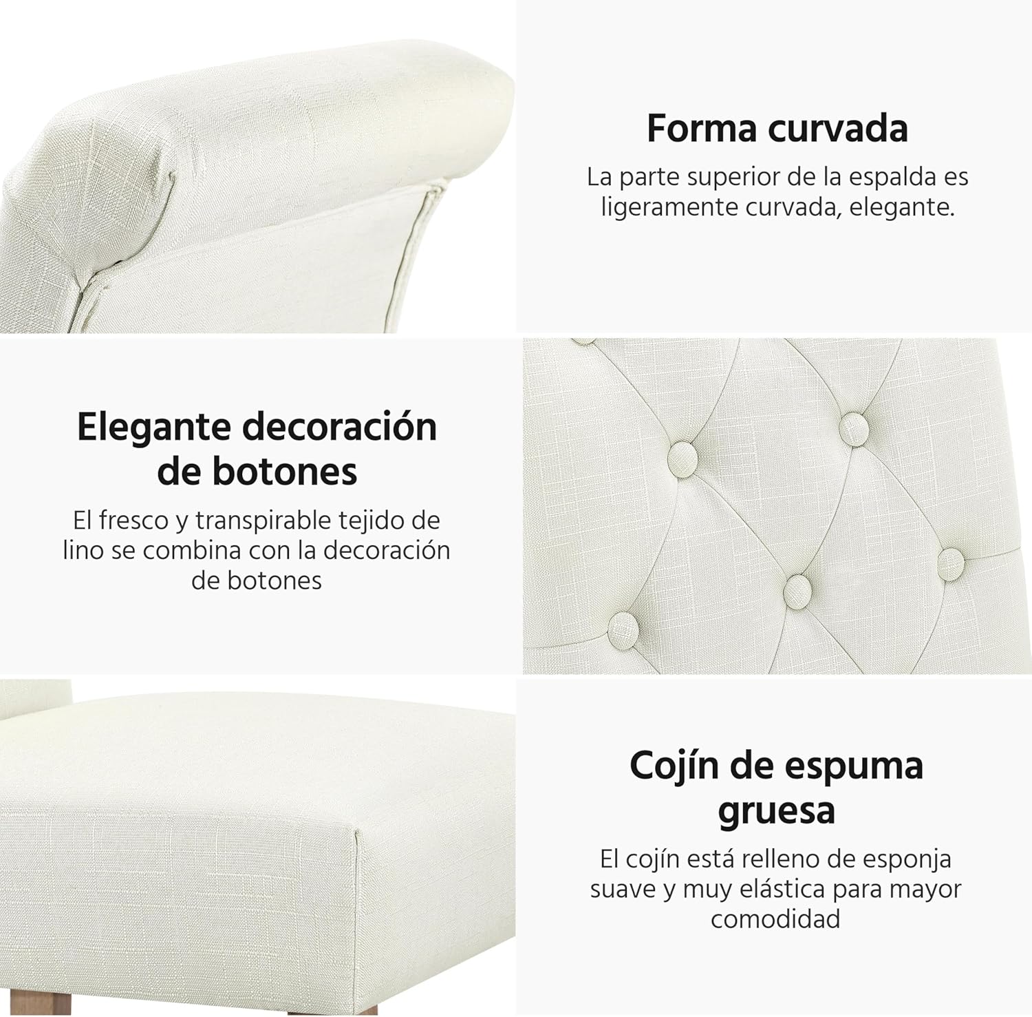 Thumbnail 5 de Yaheetech Sillas comedor 4 piezas beige