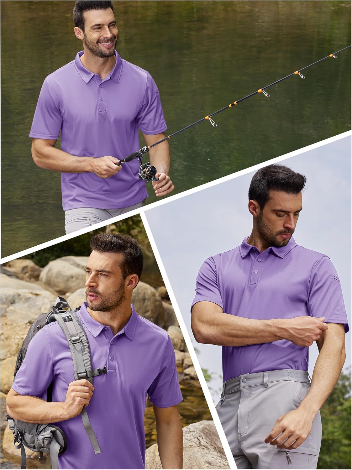 Thumbnail 1 de TACVASEN Men's Breathable Golf Polo Shirt with Quick-Dry Fabric