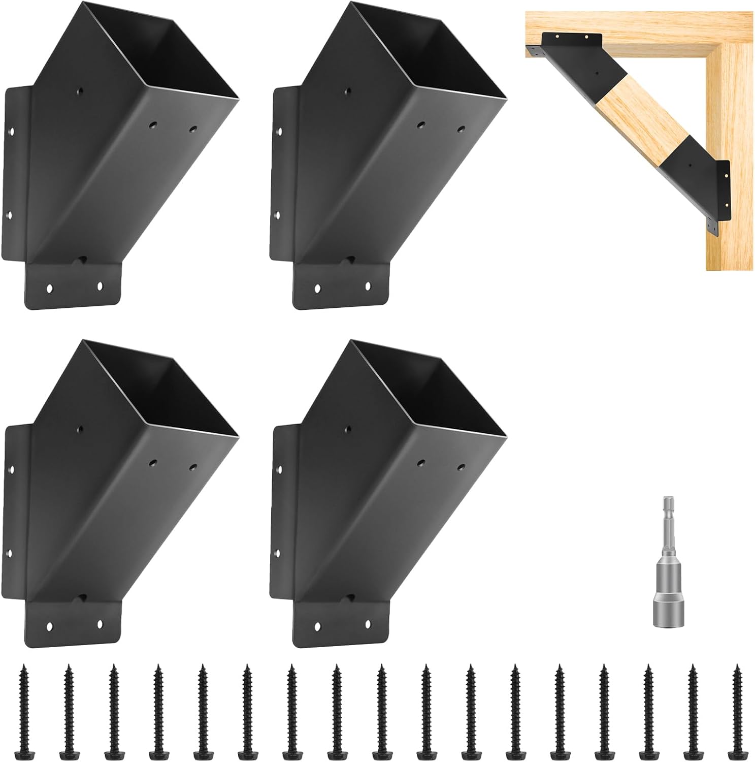 Detalle de 8 Pcs Pergola Bracket Kit 1.6"x3.6" 🛠