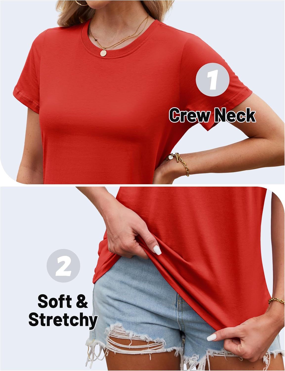 Thumbnail 4 de TACVASEN Women's Cotton Short-Sleeve Crewneck T-Shirt