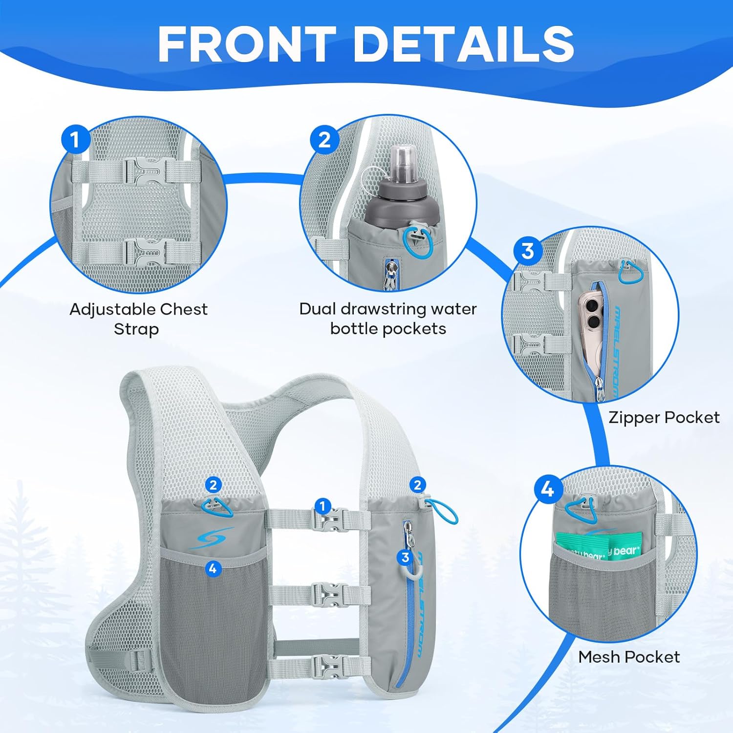 Thumbnail 1 de Maelstrom Running Vest for Women and Men — Adjustable, Lightweight Hydration Vest with 500ml Soft Flask