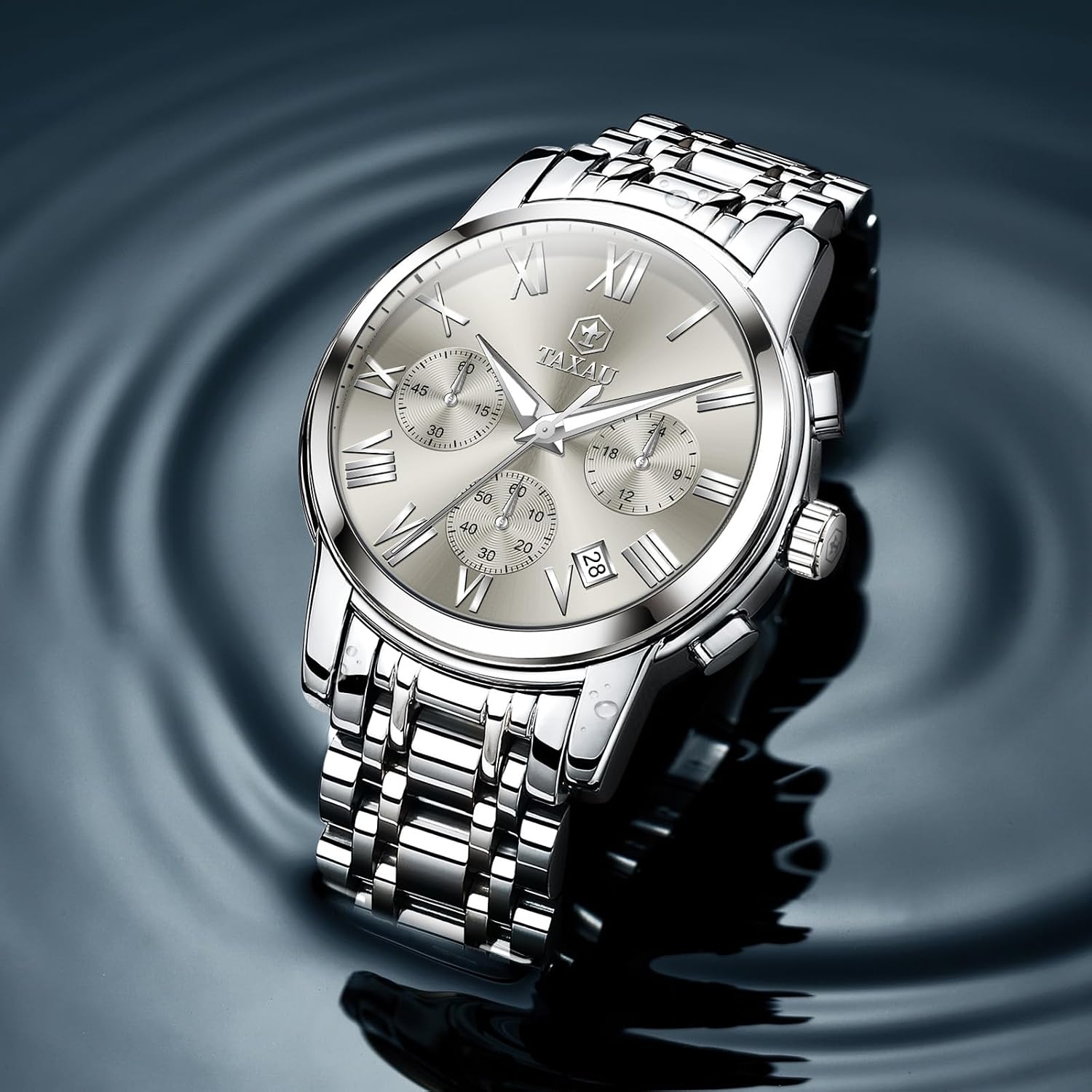 Thumbnail 6 de Taxau Multifunktions-Chronograph für Herren aus Edelstahl mit römischem Zifferblatt