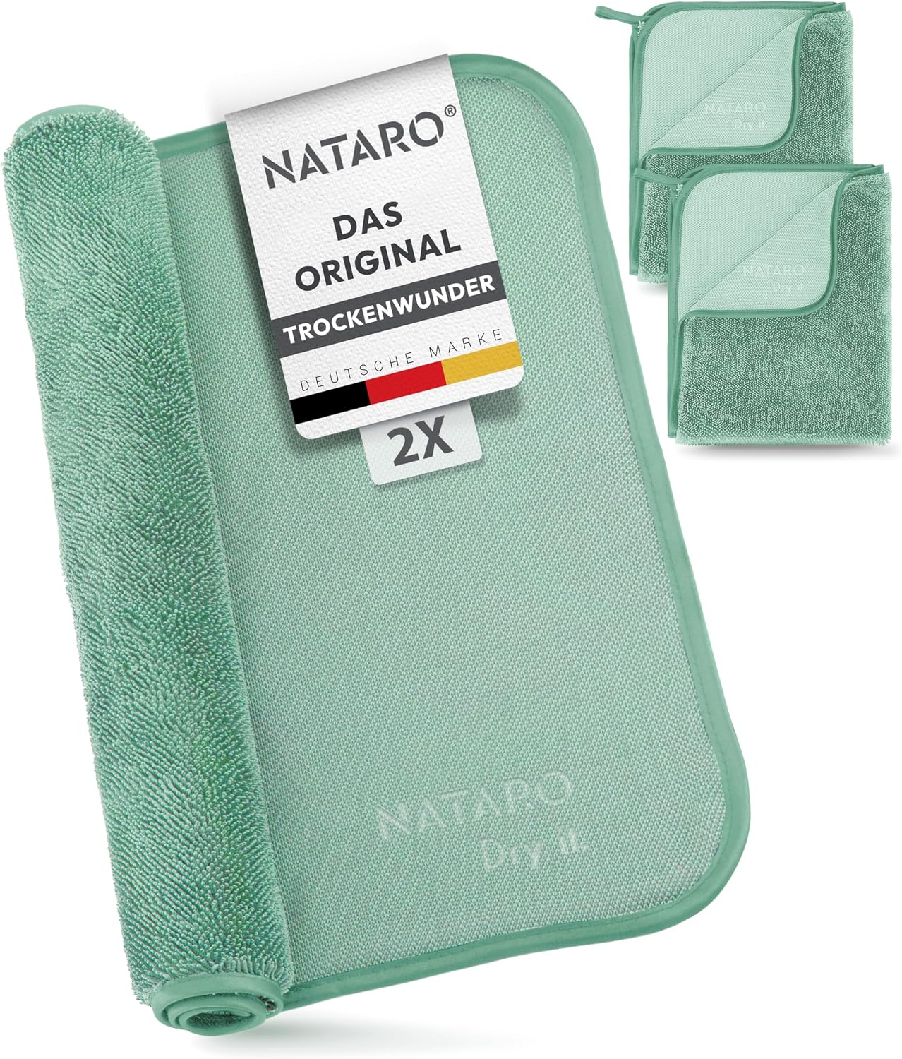 Detalle de NATARO® Fast Dry it. Premium Trockentuch – 2er Set, 40x50 cm, fusselfrei und kratzfrei