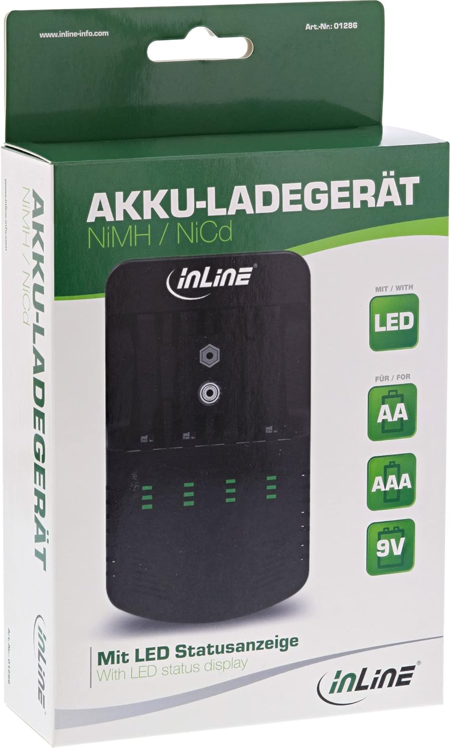 Thumbnail 2 de InLine 01286 Ladegerät für NiCd/NiMH: AA, AAA und 9V-Block