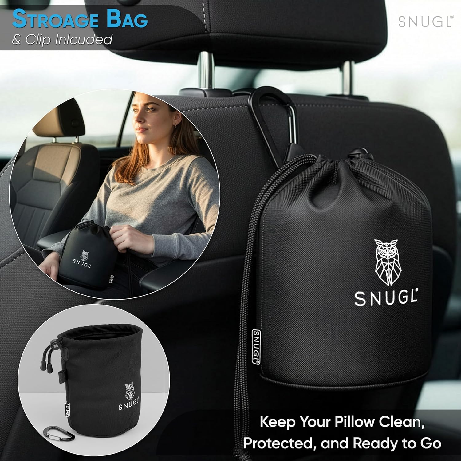 Detalle 2 de SNUGL Car Headrest Pillow | Memory Foam Neck Support for Long Drives