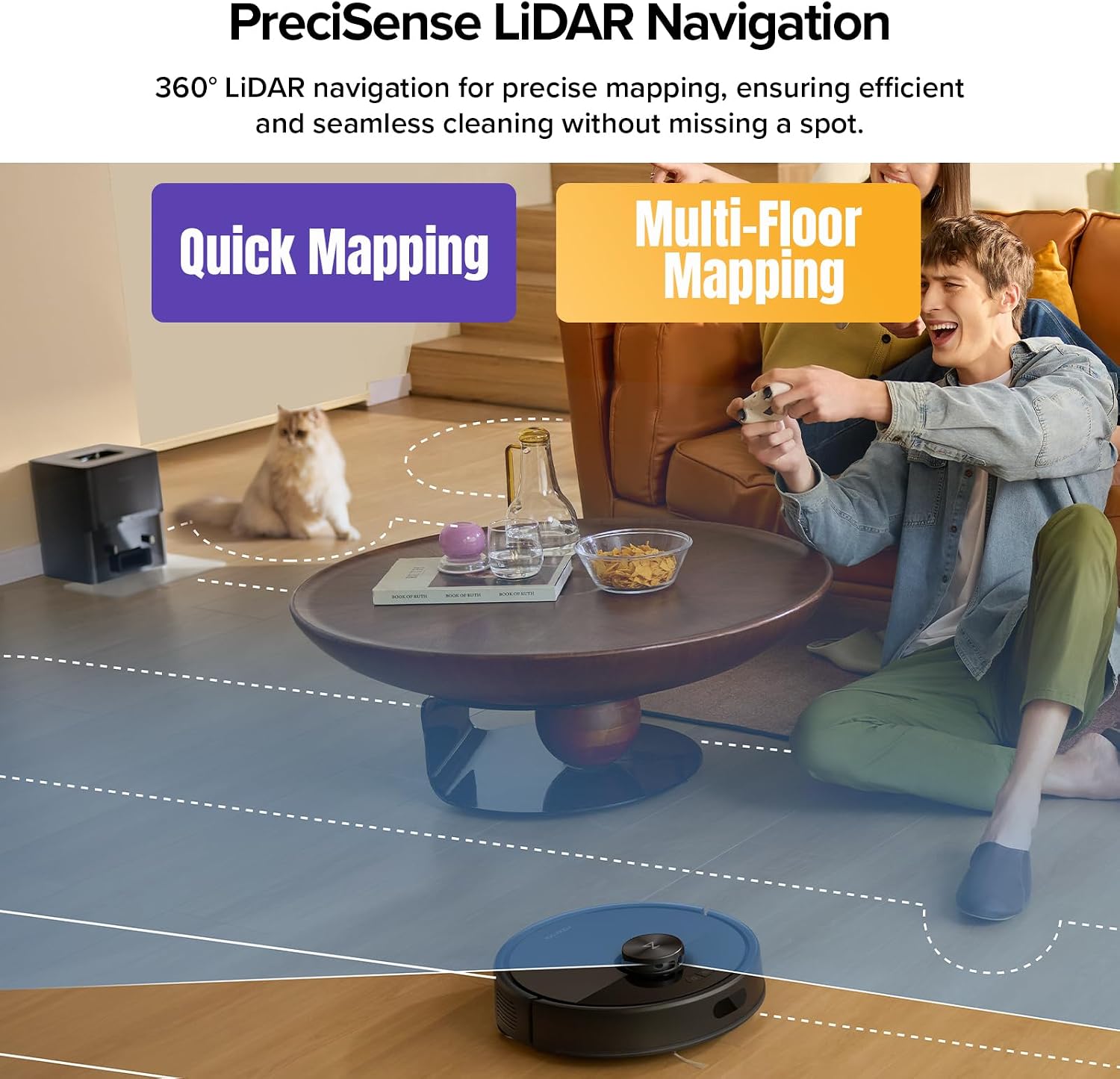 Detalle de roborock Q7 M5+ Robot Vacuum and Mop, 10,000Pa Suction, Self-Empty Dock