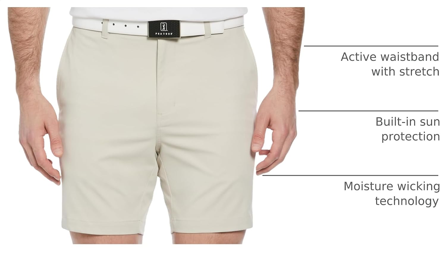 Detalle 2 de PGA Tour Men’s 7” Flat Front Performance Stretch Golf Shorts with Active Waistband