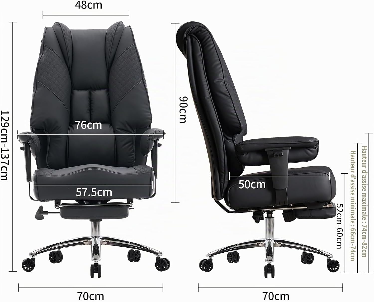 Detalle de EXCEBET 3043 bureaustoel met zitting van 14 cm, pocketveren en voetsteun
