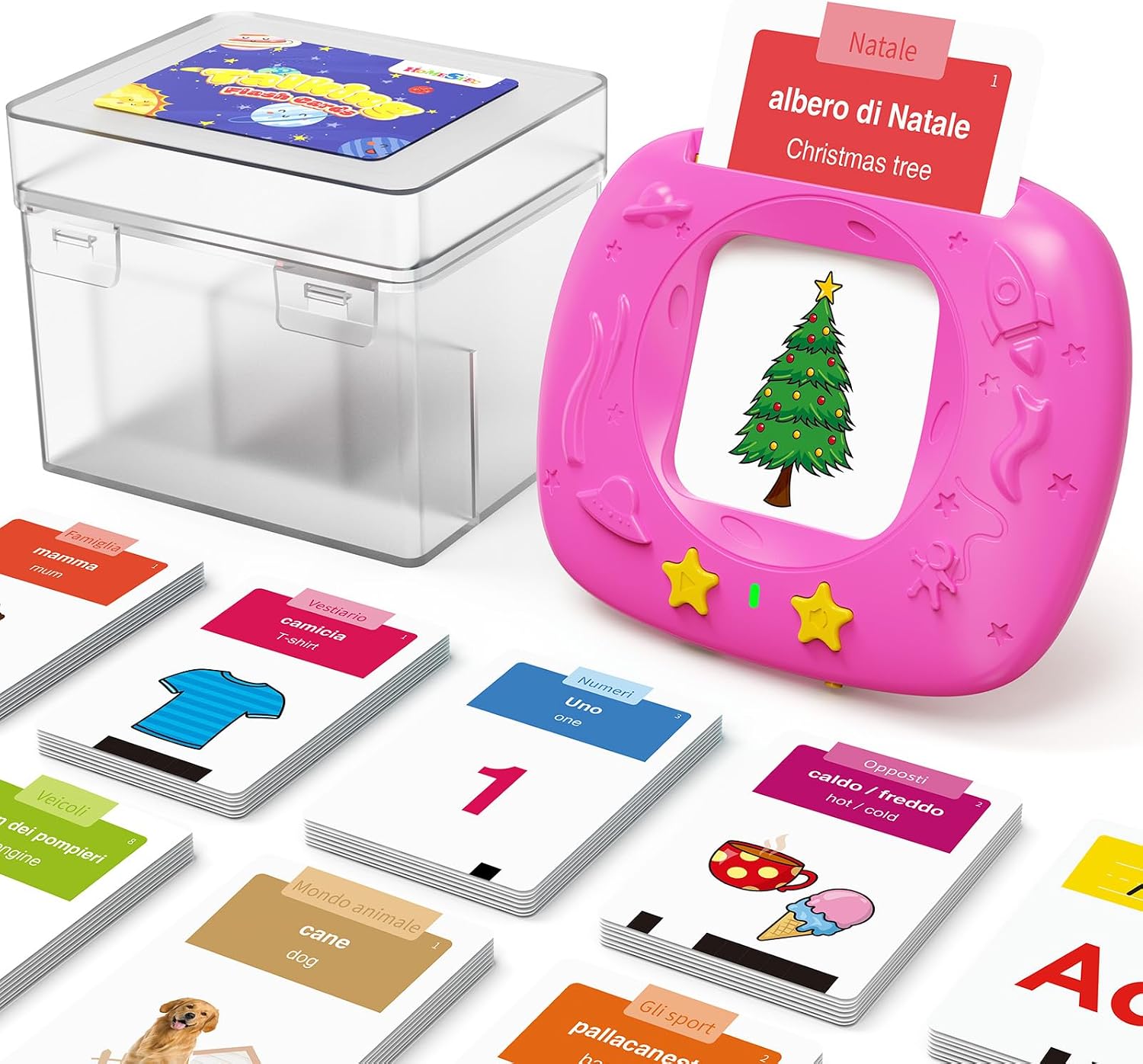 Detalle de Giochi Bambini 2 Anni: Flashcard Parlanti Italiano-Inglese, 216 Carte, 432 Parole, 25 Temi (HOMESTEC)