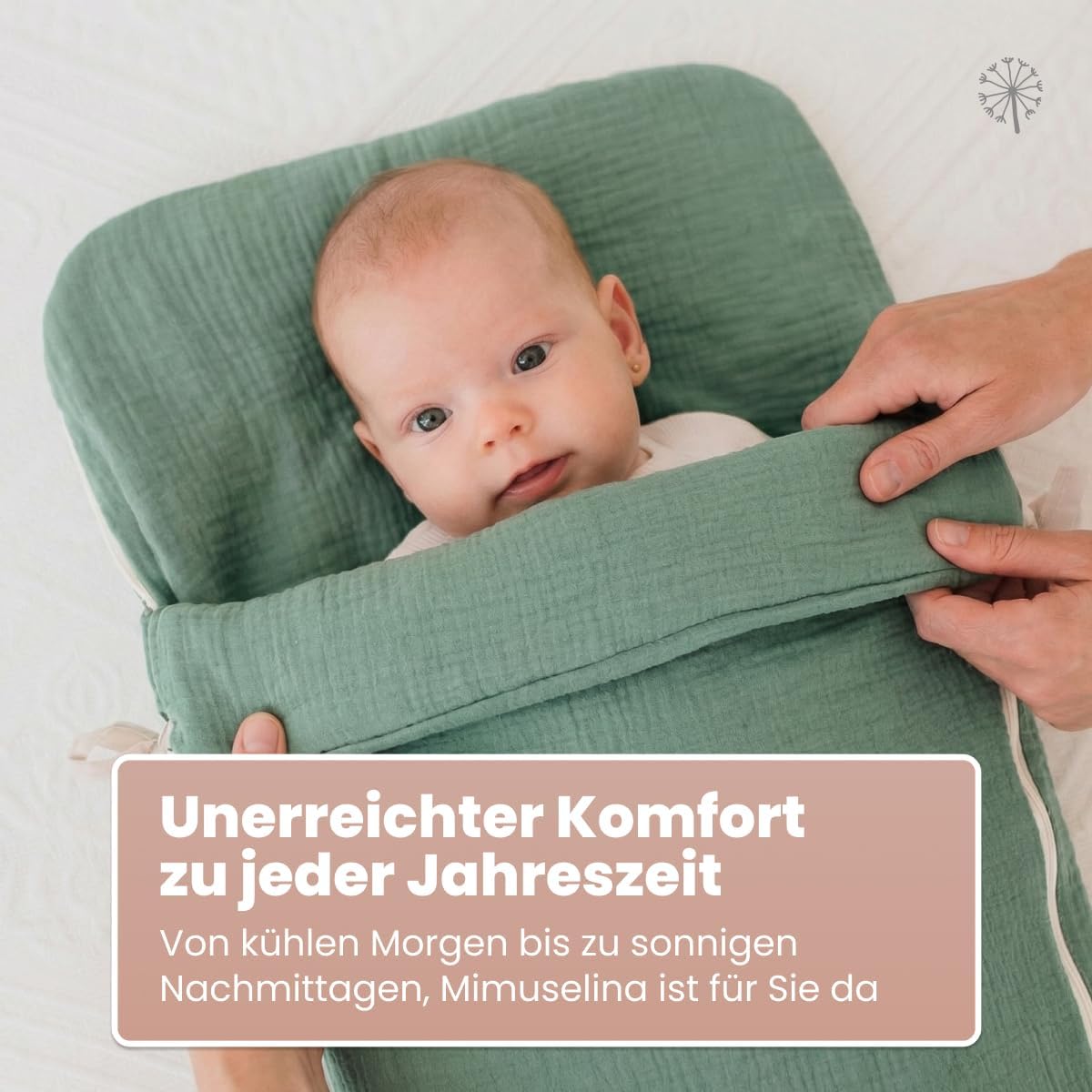 Thumbnail 2 de MIMUSELINA Fußsack Babyschale – Ganzjährig nutzbar für Babys von 0–12 Monaten, Mint