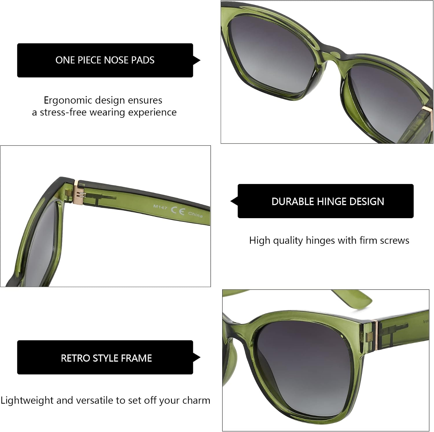 Detalle de ZENOTTIC Cat Eye Polarised Sunglasses for Women – Oversized, UV400 Protection