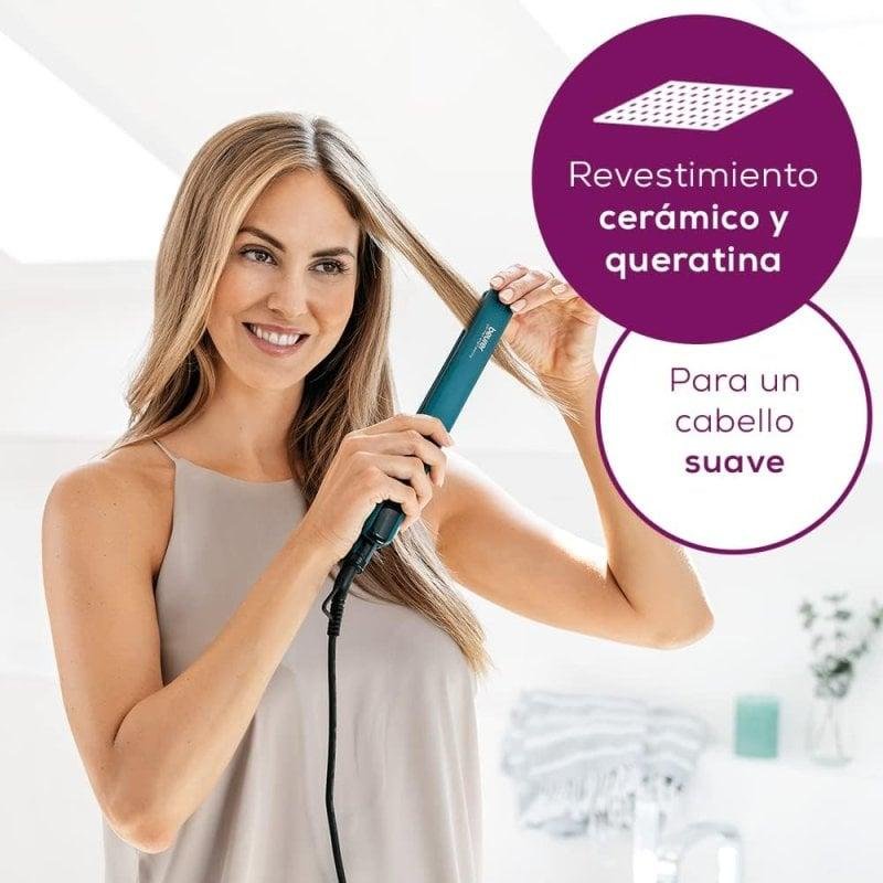 Detalle de Beurer HS 50 Ocean, plancha de pelo cerámica con queratina y apagado automático