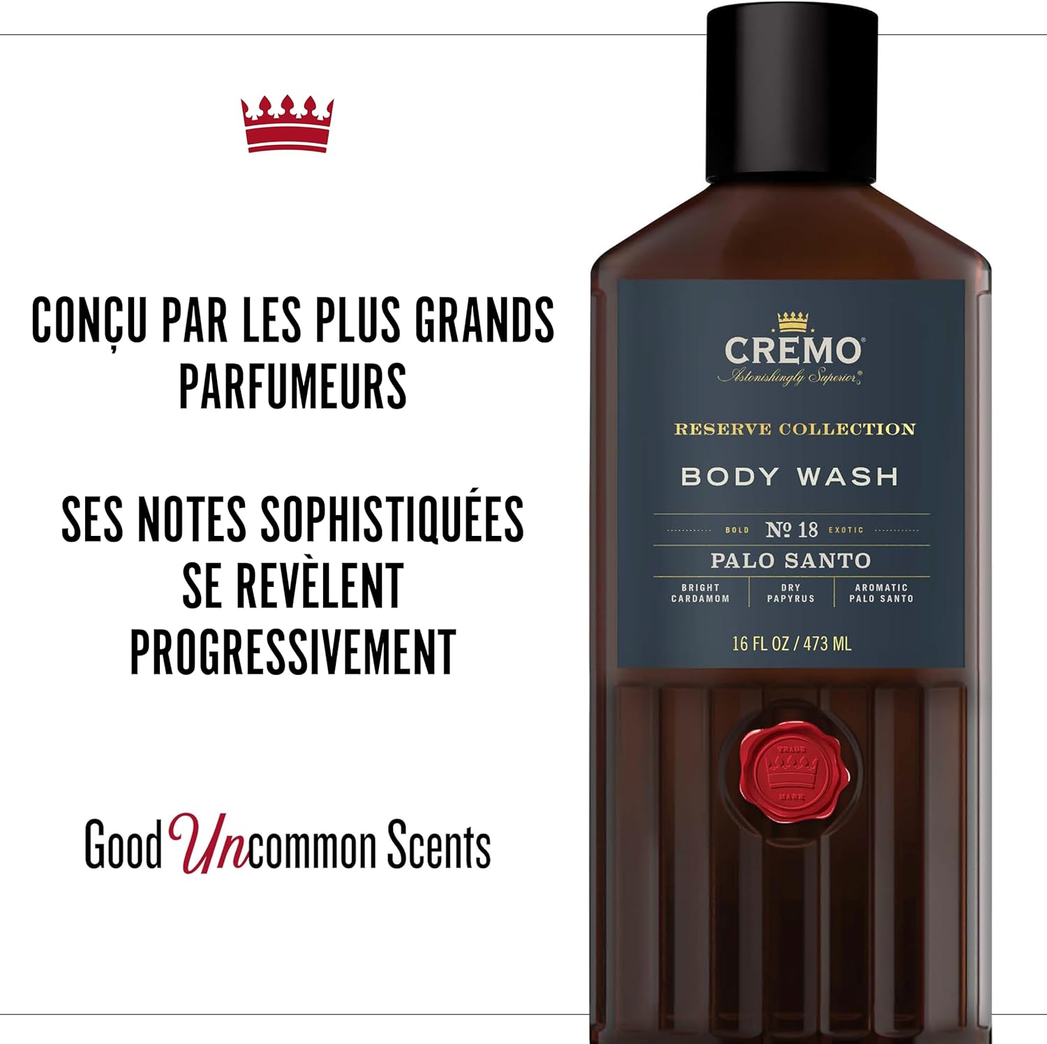 Detalle de CREMO Réserve Collection Gel Douche Palo Santo 473 ml – Parfum Subtil & Luxueux