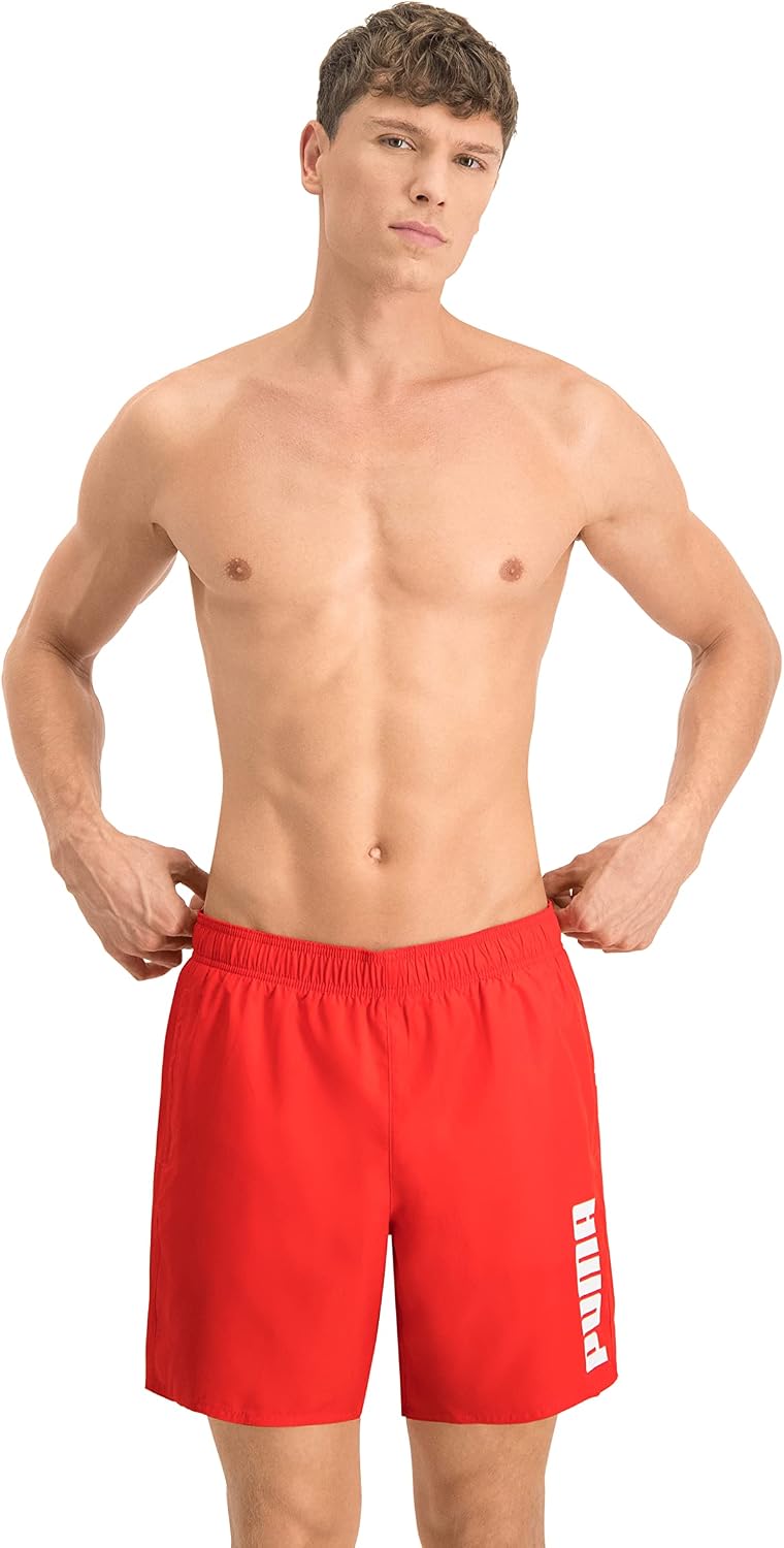 Detalle de PUMA Logo Bermuda Uomo: shorts da bagno leggeri con cordini interni