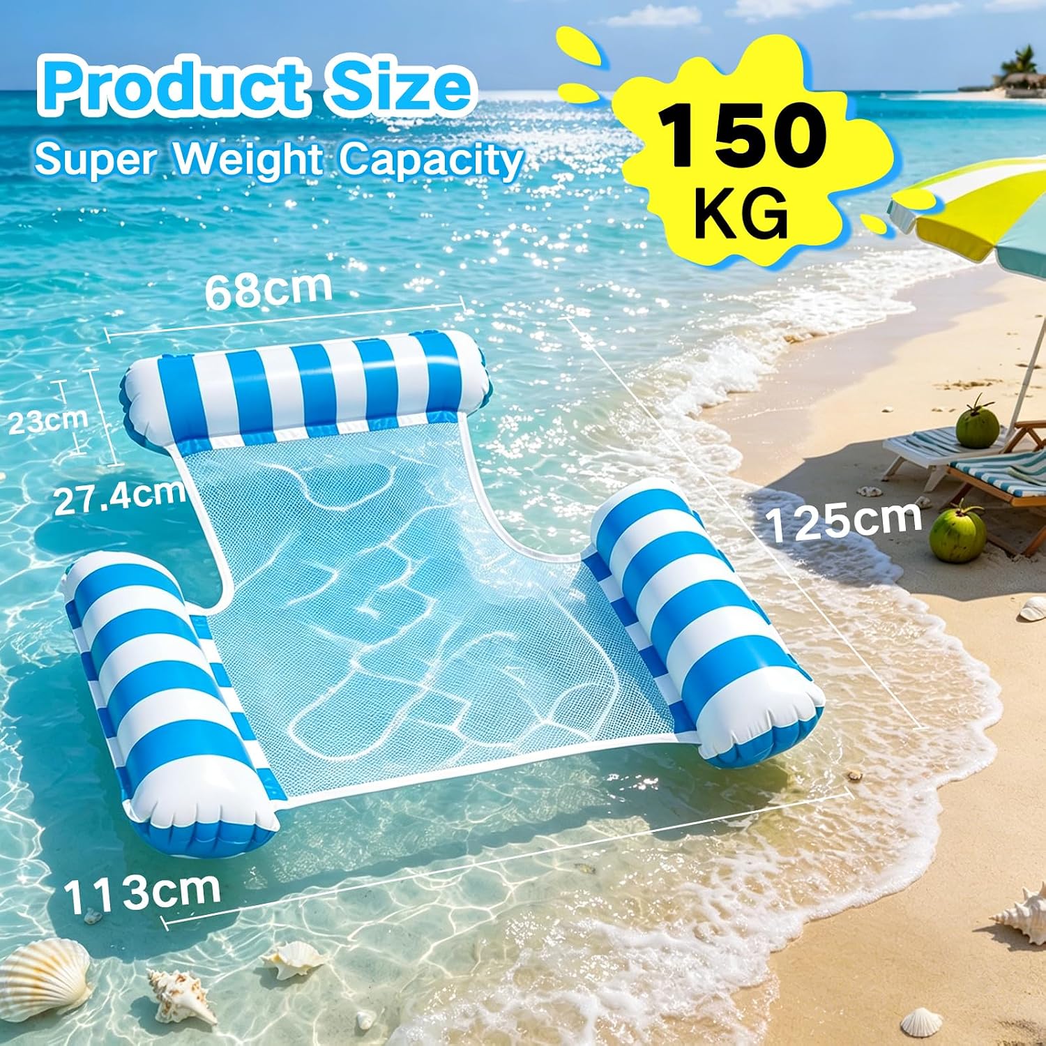 Thumbnail 3 de Wudyfei 4-in-1 Inflatable Pool Chair (2 Pack) – Blue & Red, Air Pump Included
