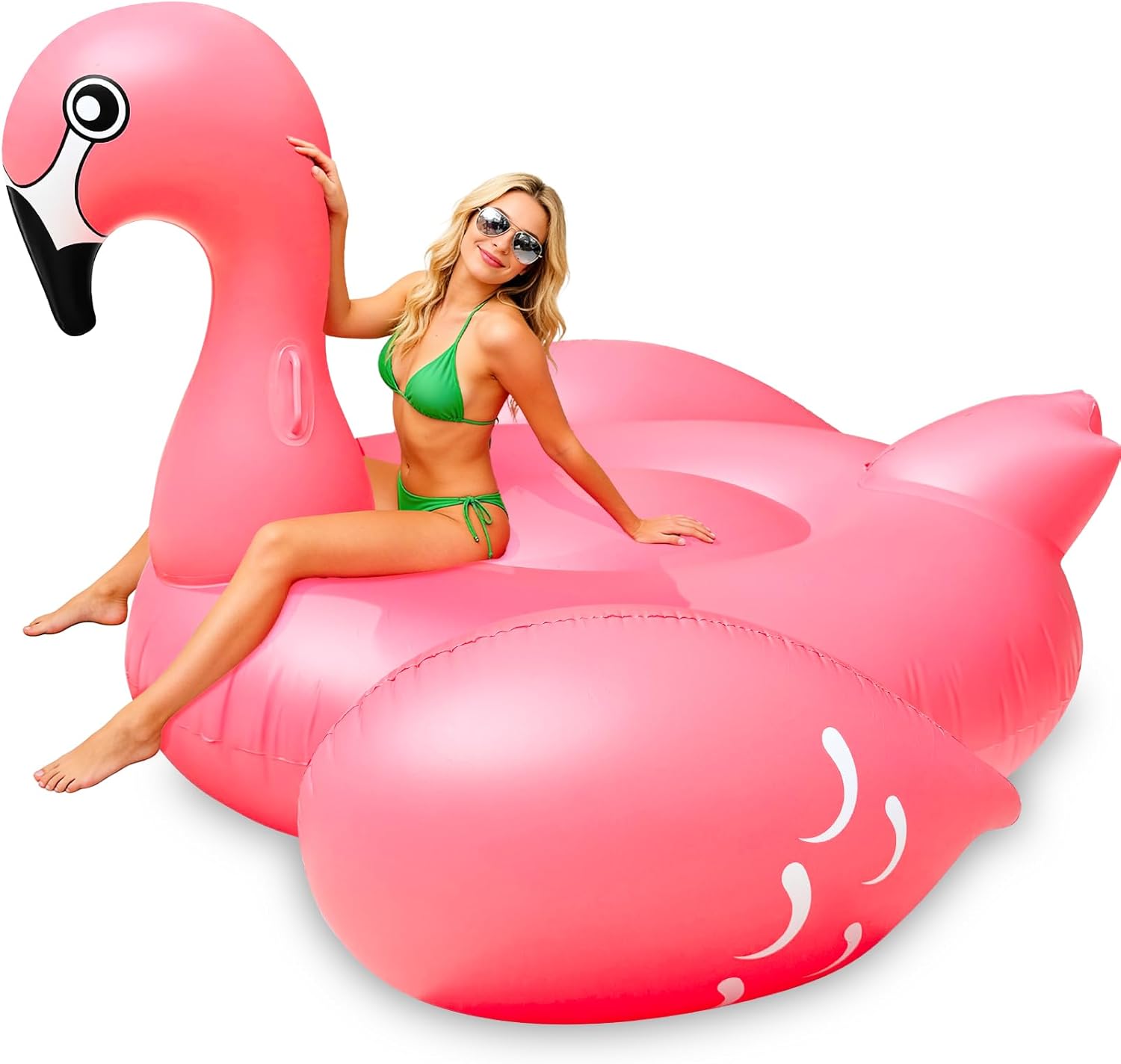 Thumbnail 2 de TURNMEON 102" Giant Flamingo Pool Float for 2–4 Adults (Pink)
