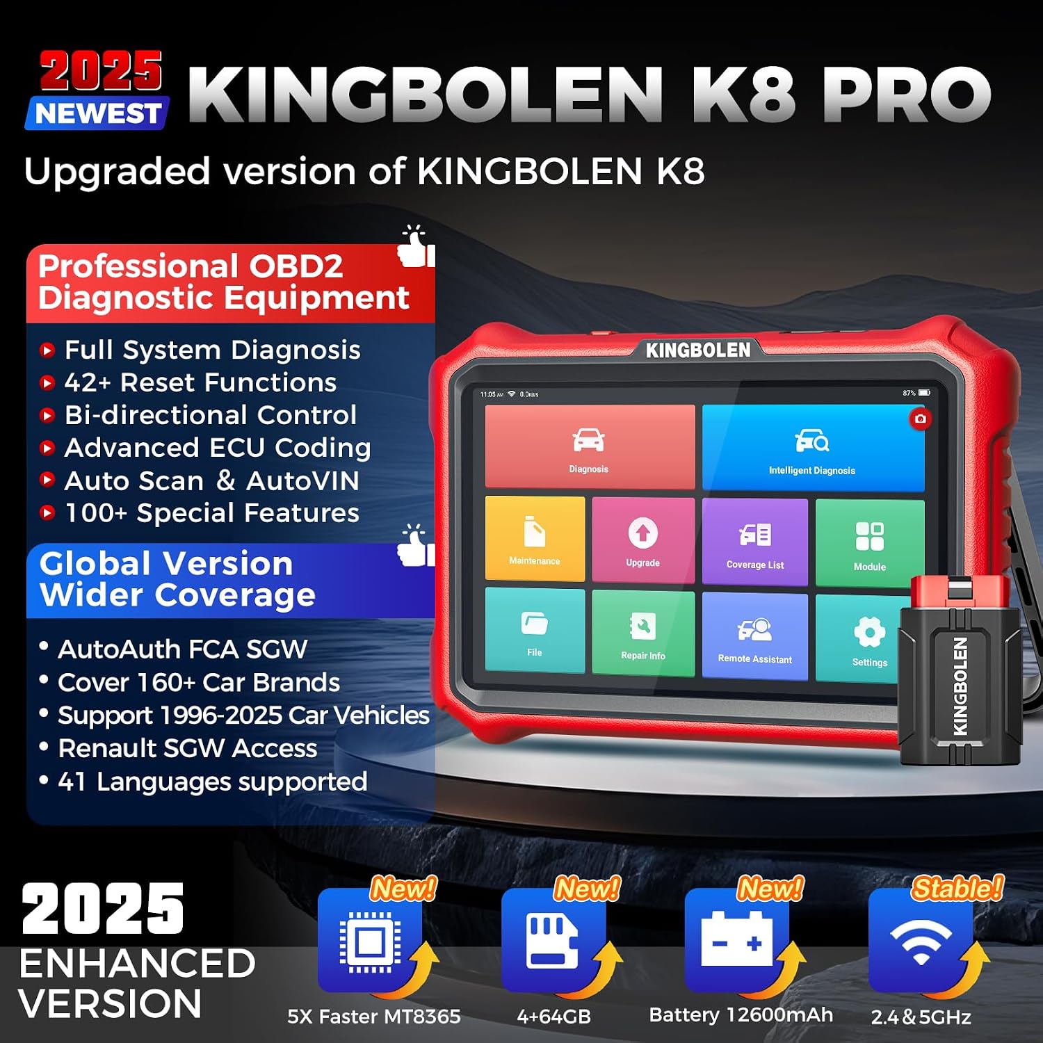 Thumbnail 1 de KINGBOLEN K8 PRO car diagnostic tool 42 resets