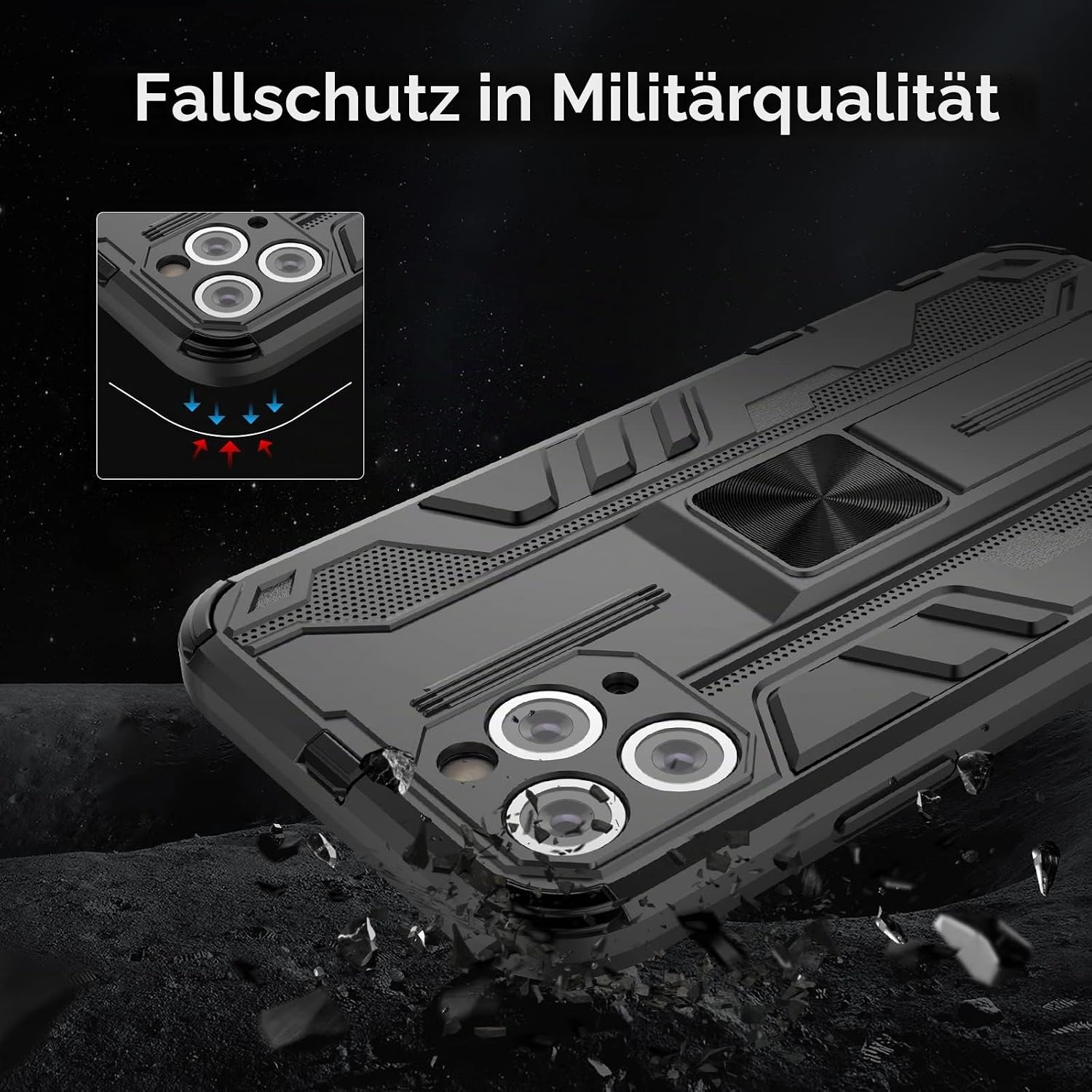 Thumbnail 5 de Btstring Hülle für iPhone 11 Pro mit Schutzfolie – robustes,Standfunktion-Case in Schwarz