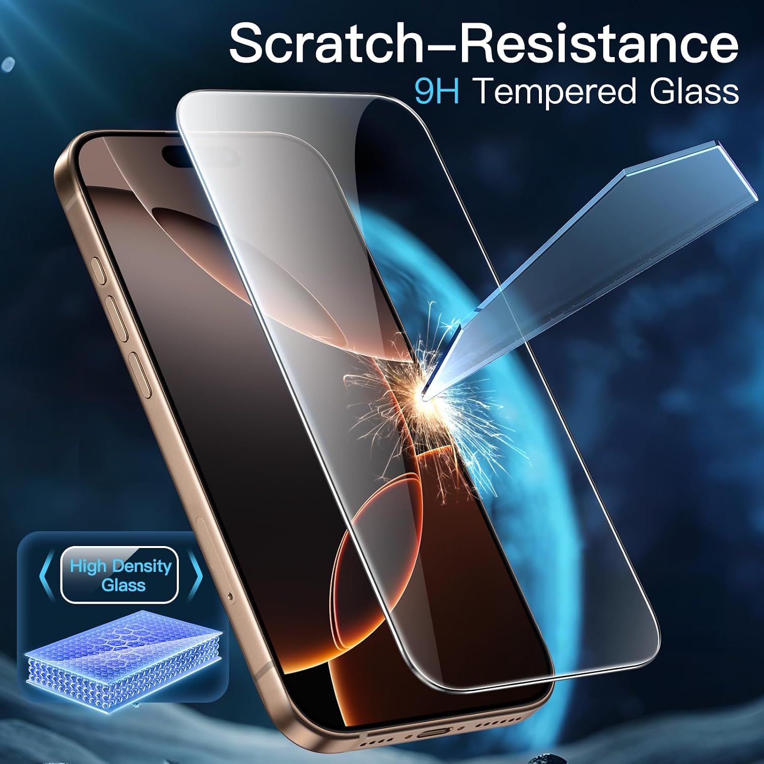 Detalle de JETech Screen Protector for iPhone 16 Pro Max 6.9-Inch — 3-Pack Tempered Glass with Easy Installation Tool
