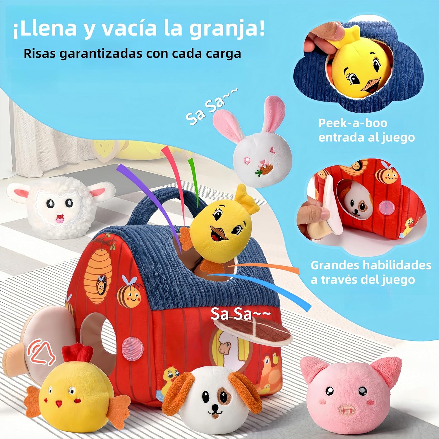 Thumbnail 2 de VORENUS Juguete Montessori para Bebés 6-12 Meses: Set de Granja 7 en 1