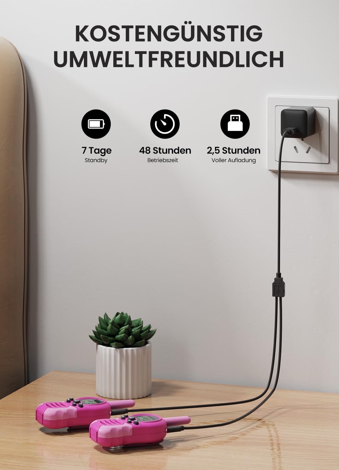 Thumbnail 2 de FOREDOM Wiederaufladbare Walkie Talkies für Kinder – 2er Set, 8 Kanäle, bis zu 3 km Reichweite