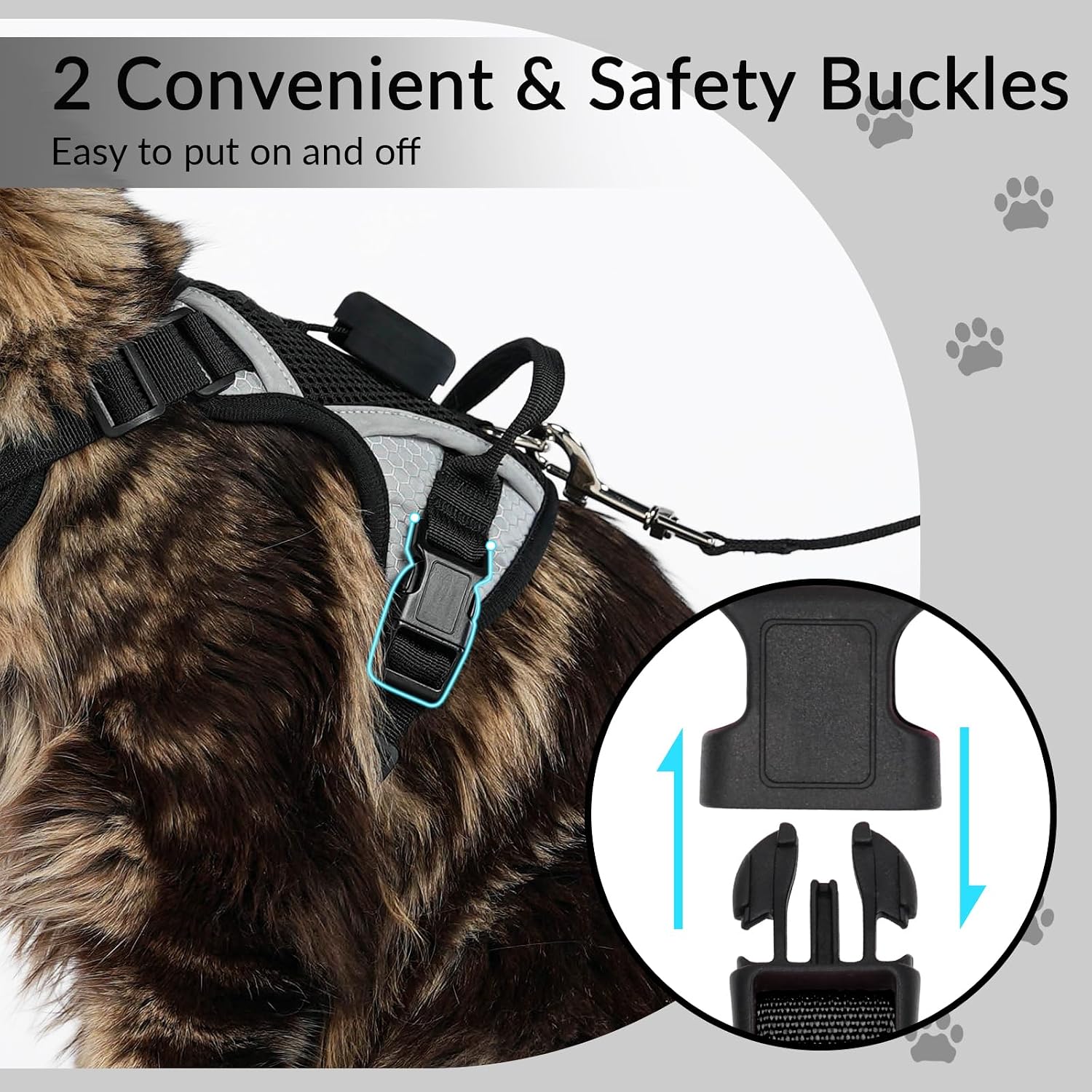 Detalle de Cat Harness and Leash Set with AirTag Holder – Escape-Proof, Adjustable Vest for Large Cats (Size L) with Reflective Strips