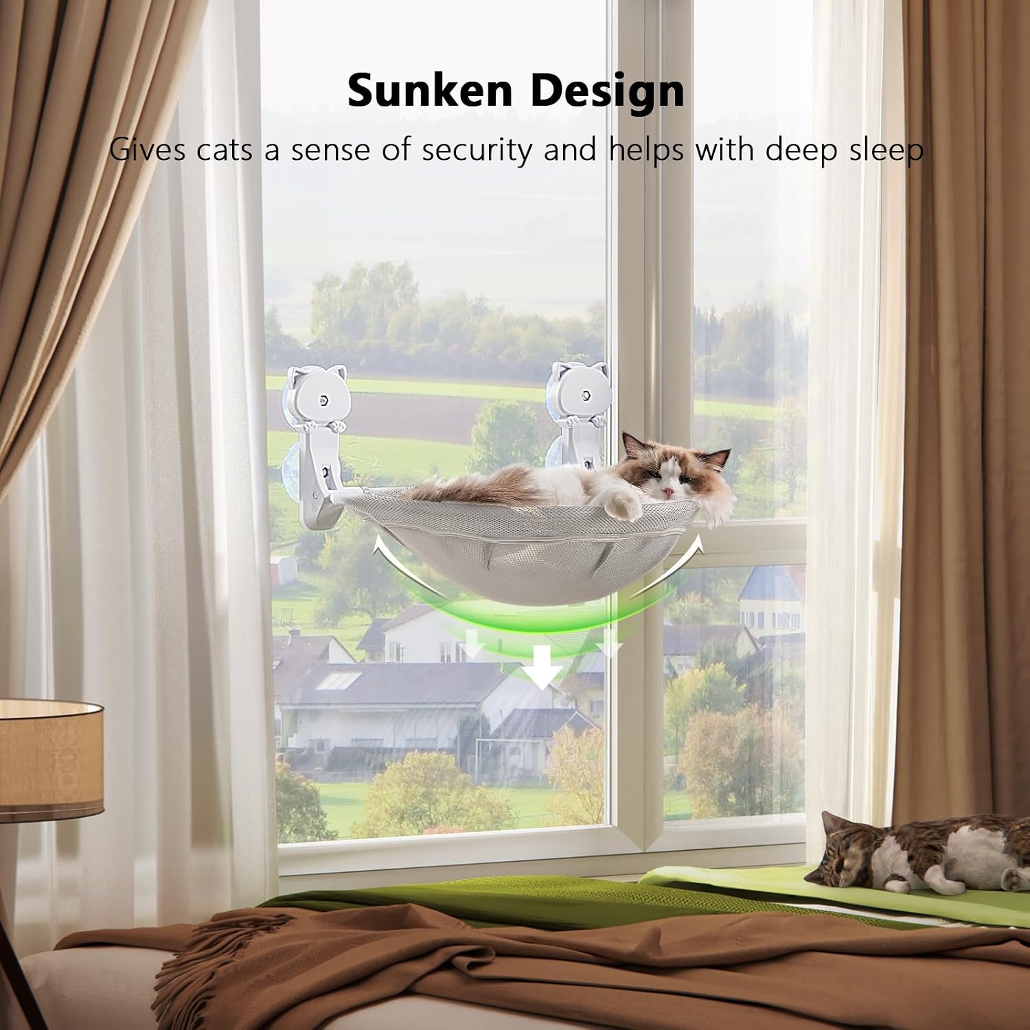 Detalle 2 de JUNSPOW Cat Window Perch 40 lb capacity 🐱