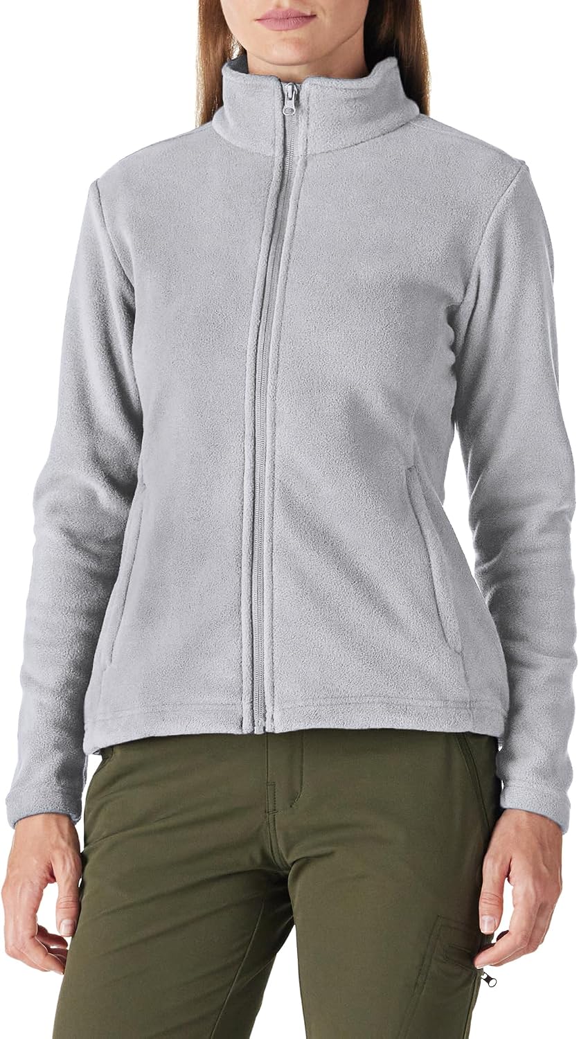 Detalle de Outdoor Ventures Damen Fleecejacke – leichte, warme Jacke mit durchgehendem Reißverschluss und Stehkragen