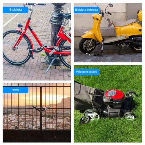 Thumbnail 7 de SPGOOD Candado para bicicleta con cadena de 90 cm, 6 mm y 3 llaves: seguridad con cubierta impermeable