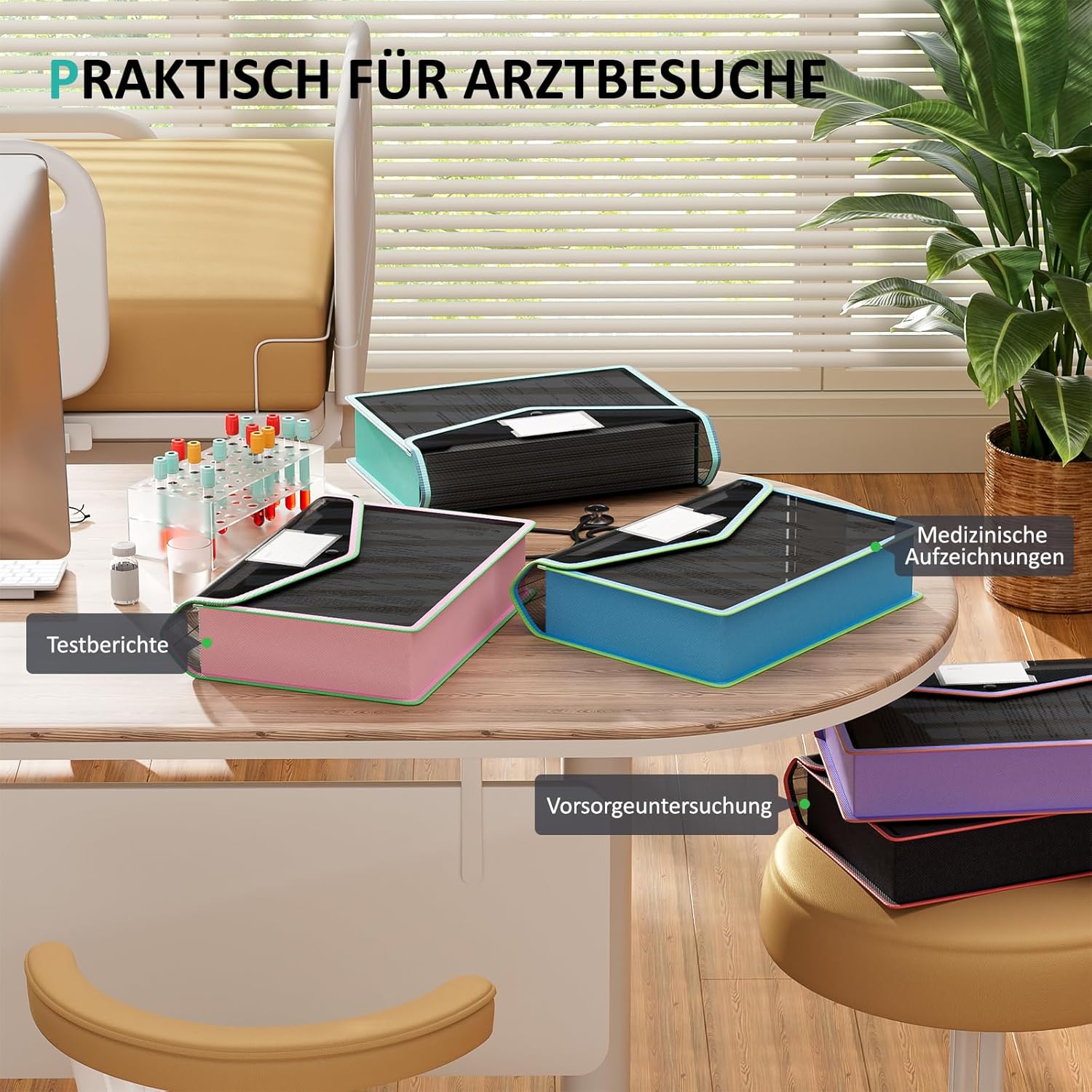 Thumbnail 5 de ThinkTex 5er-Set A4-Dokumentenmappen mit Stoffrand, erweiterbar & Druckknopf (5 Farben – Schwarz)