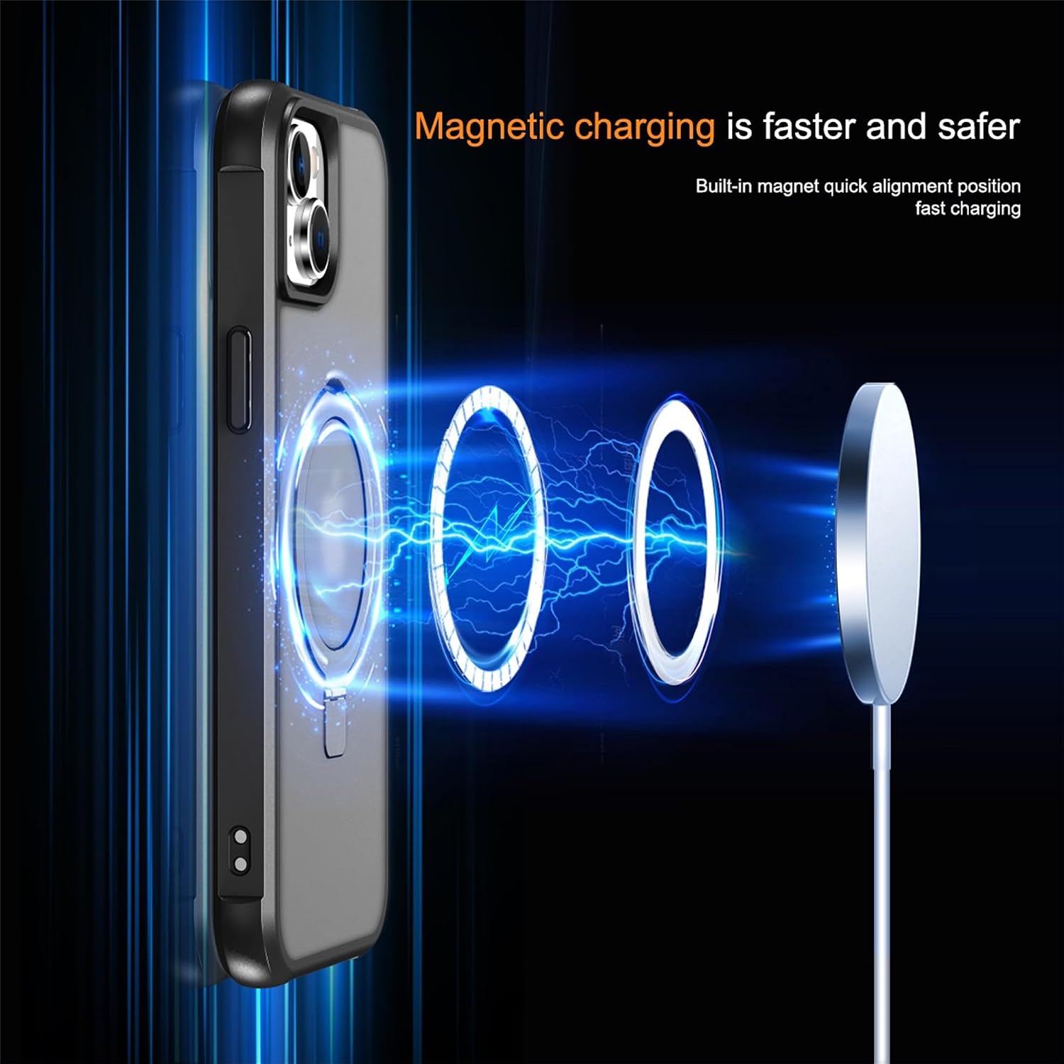 Detalle de SKYLMW iPhone 15 Case (6.1-inch) with Invisible Magnetic Ring Kickstand + Military-Grade Protection