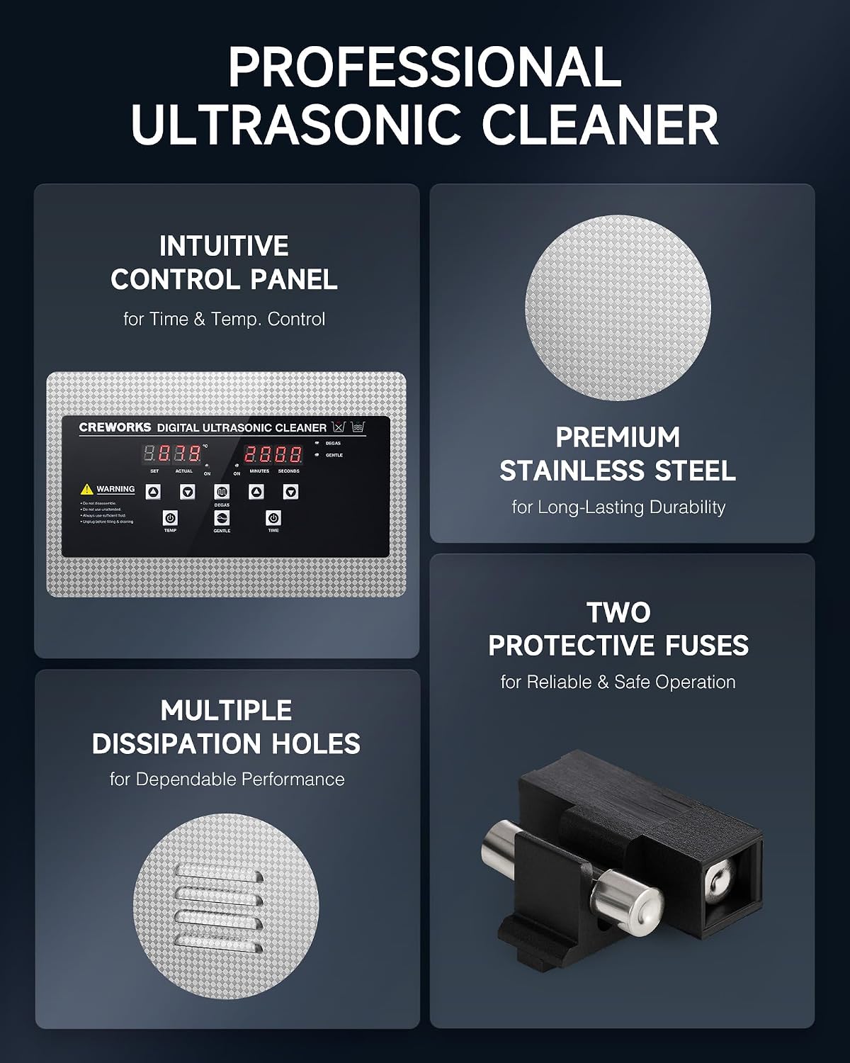 Detalle de CREWORKS Ultrasonic Cleaner 6L with Digital Timer & Heater