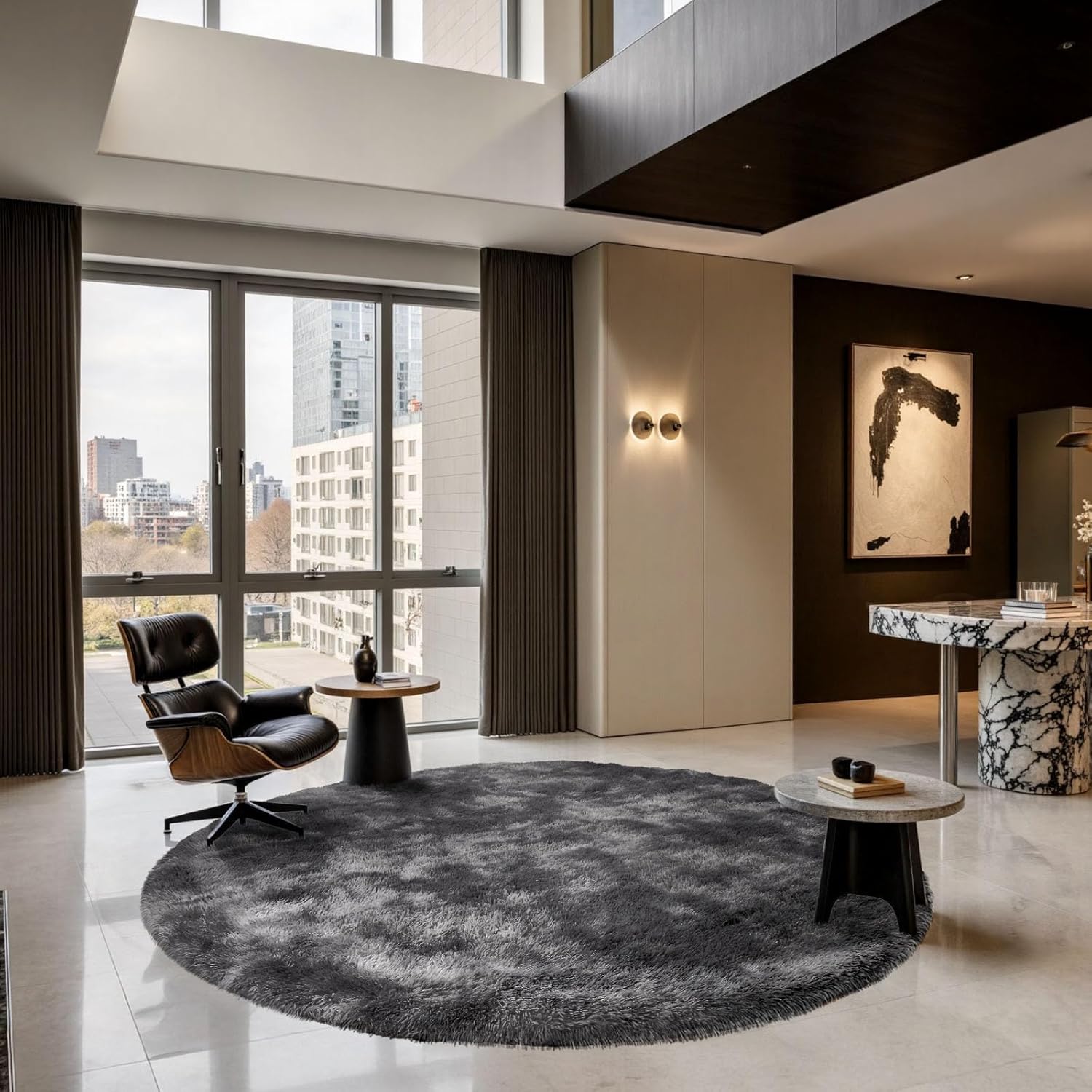 Thumbnail 5 de Sour Lemon runder Wohnzimmerteppich 120 x 120 cm – waschbar, rutschfest & flauschig