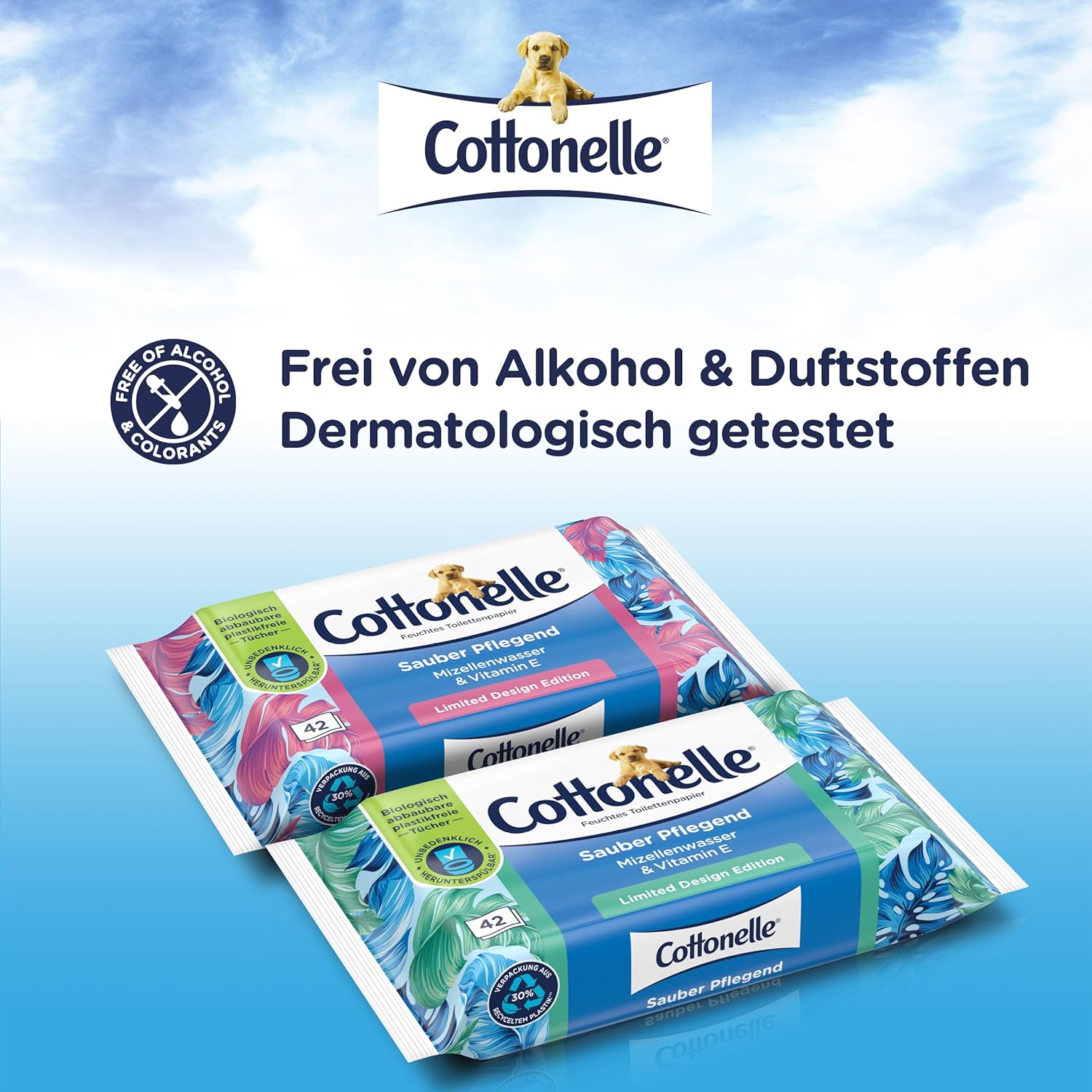 Detalle 2 de Cottonelle Feuchtes Toilettenpapier – Sauber Pflegend mit Wasser-Micelle, 12 x 42 Tücher