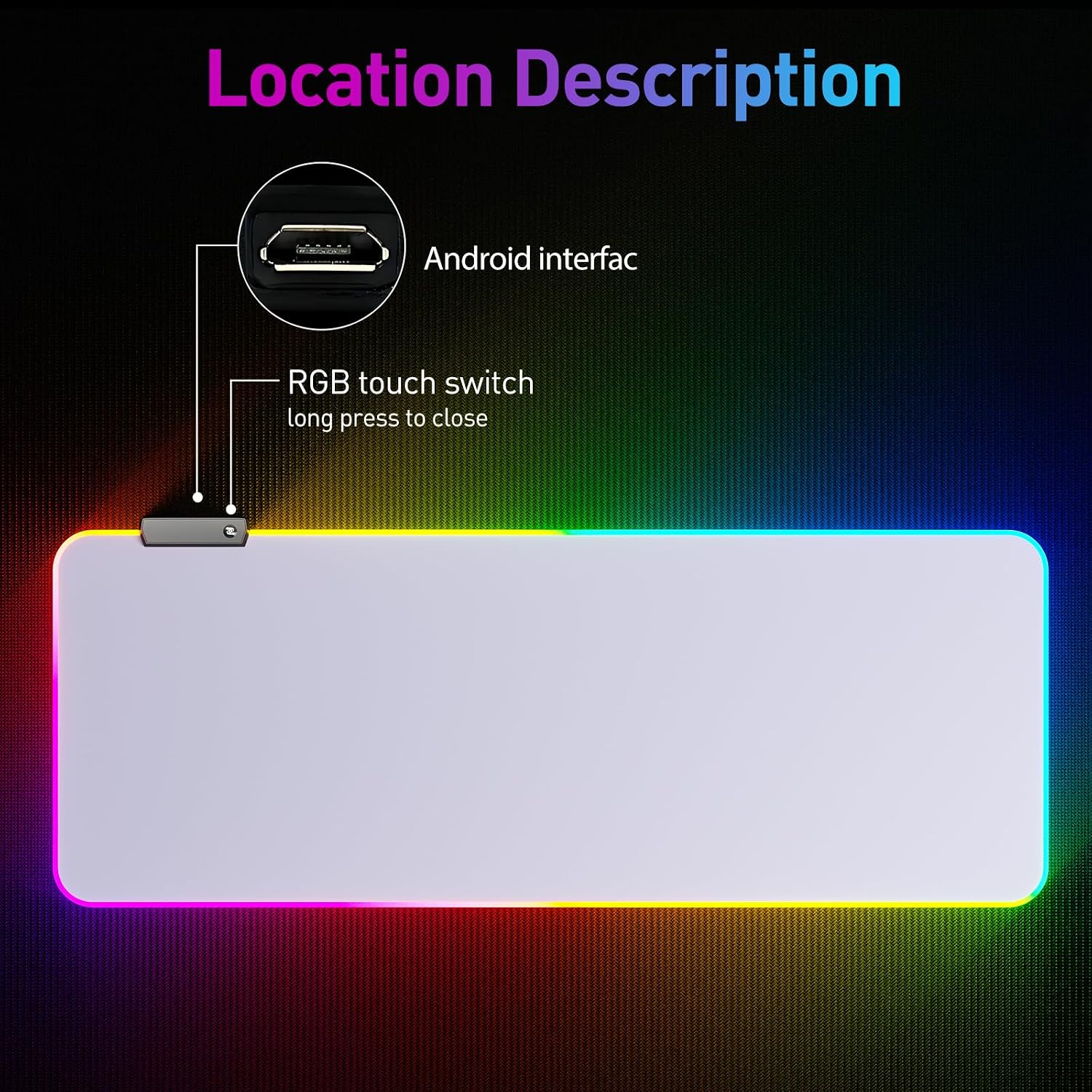 Detalle de DR CATCH GE2-12W RGB Mouse Pad, 14 Lighting Modes, Waterproof Surface