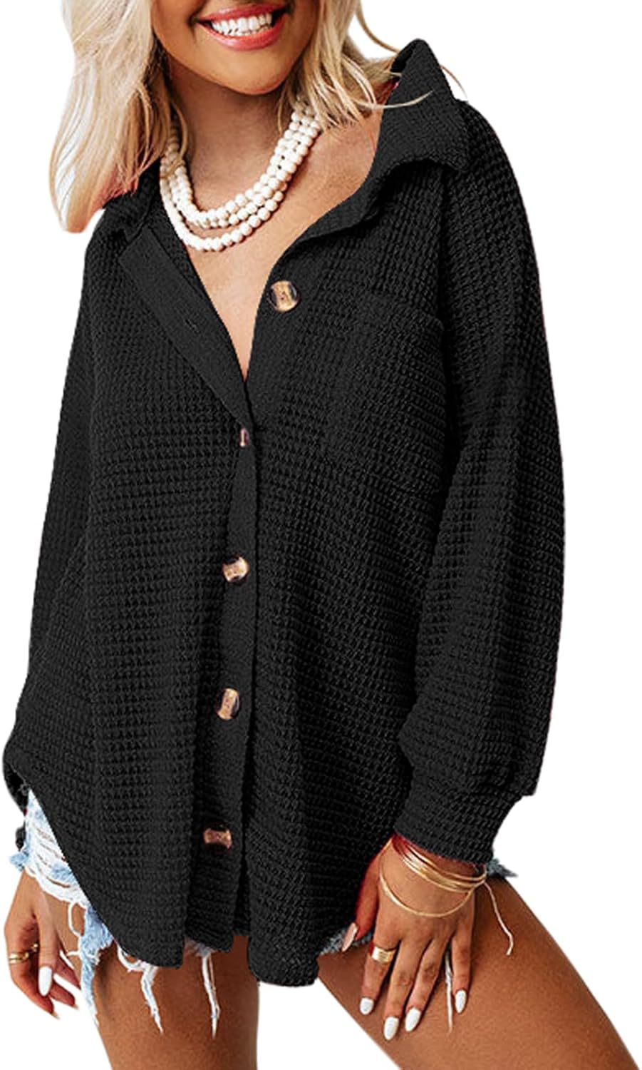 Detalle de Dokotoo waffle knit shacket jacket