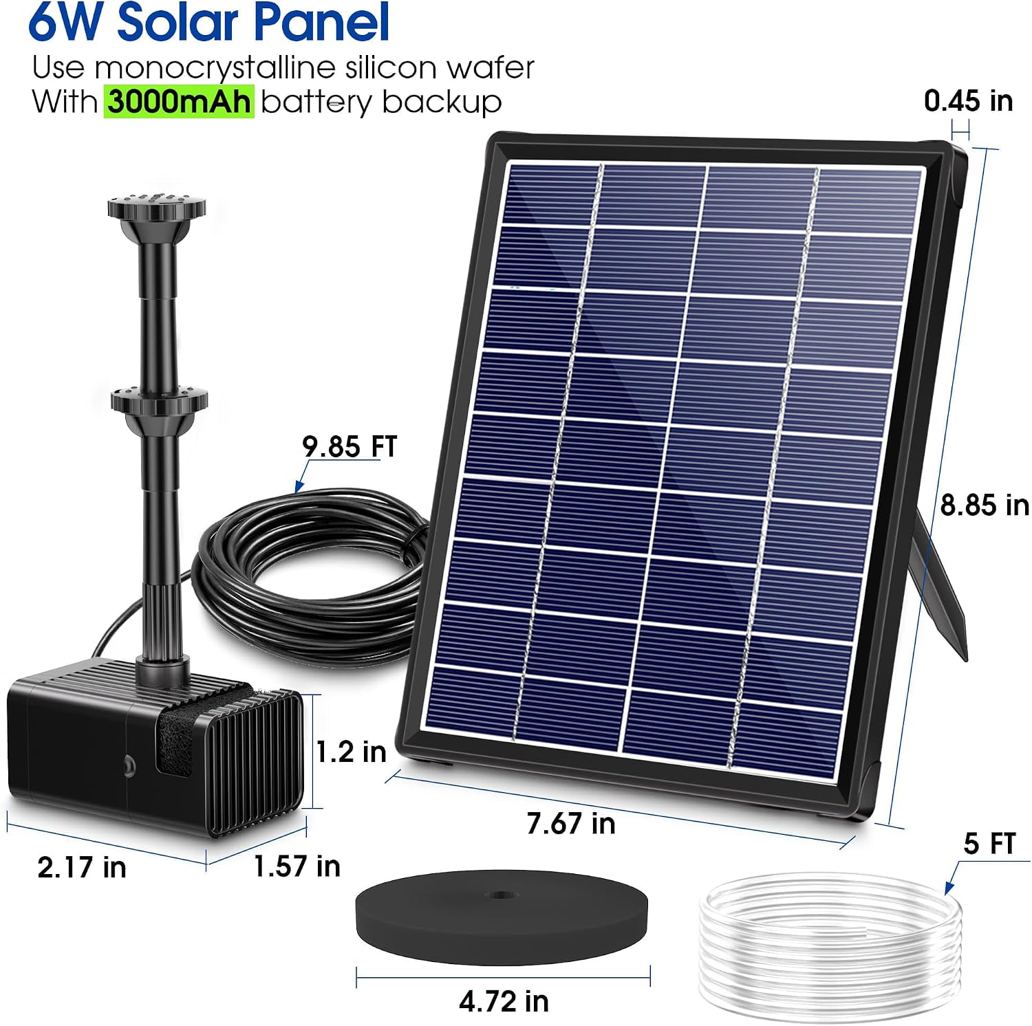 Thumbnail 4 de Biling 6W Solar Water Pump 3000mAh backup 🌊