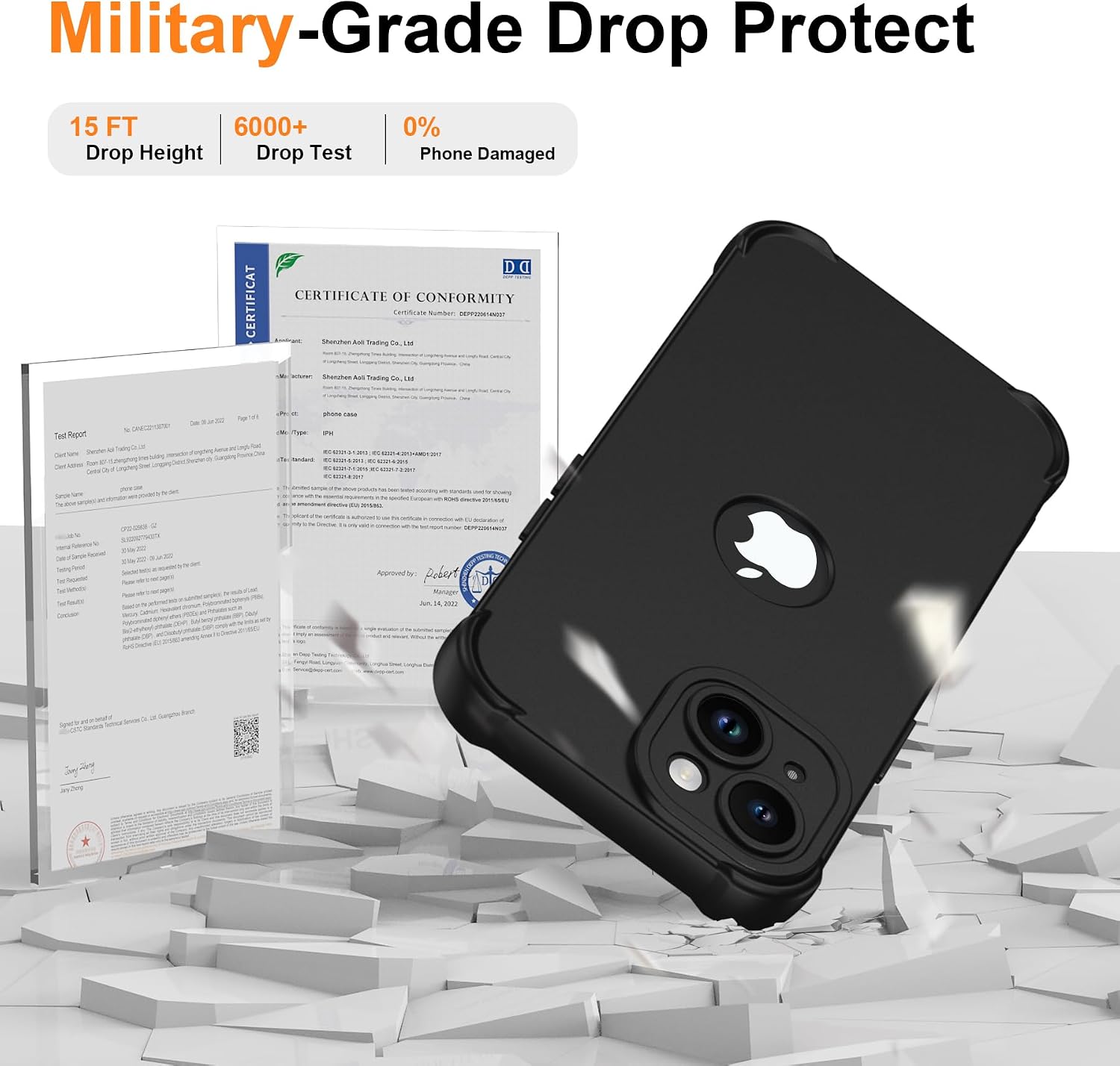 Detalle 2 de ORETECH iPhone 15 Case 6.1 inch 2-Pack screen protector