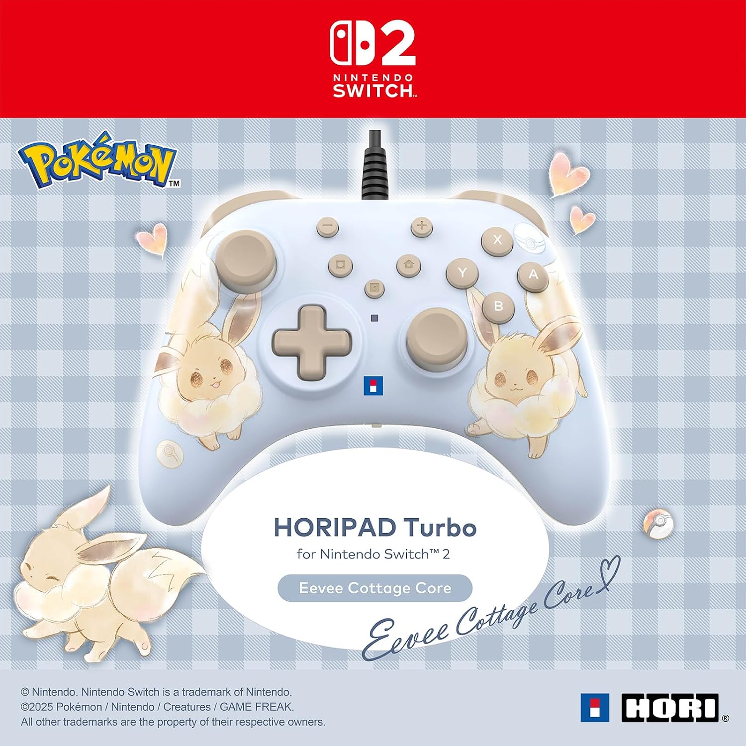 Detalle 1 de HORIPAD Turbo (Eevee) trådbunden handkontroll för Nintendo Switch 2