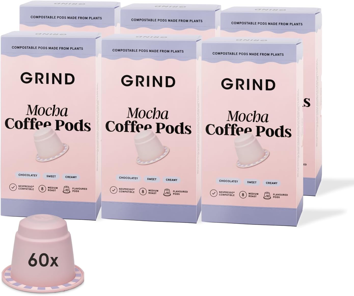 Detalle de Grind Mocha Coffee Pods 60-pack, 100% Arabica